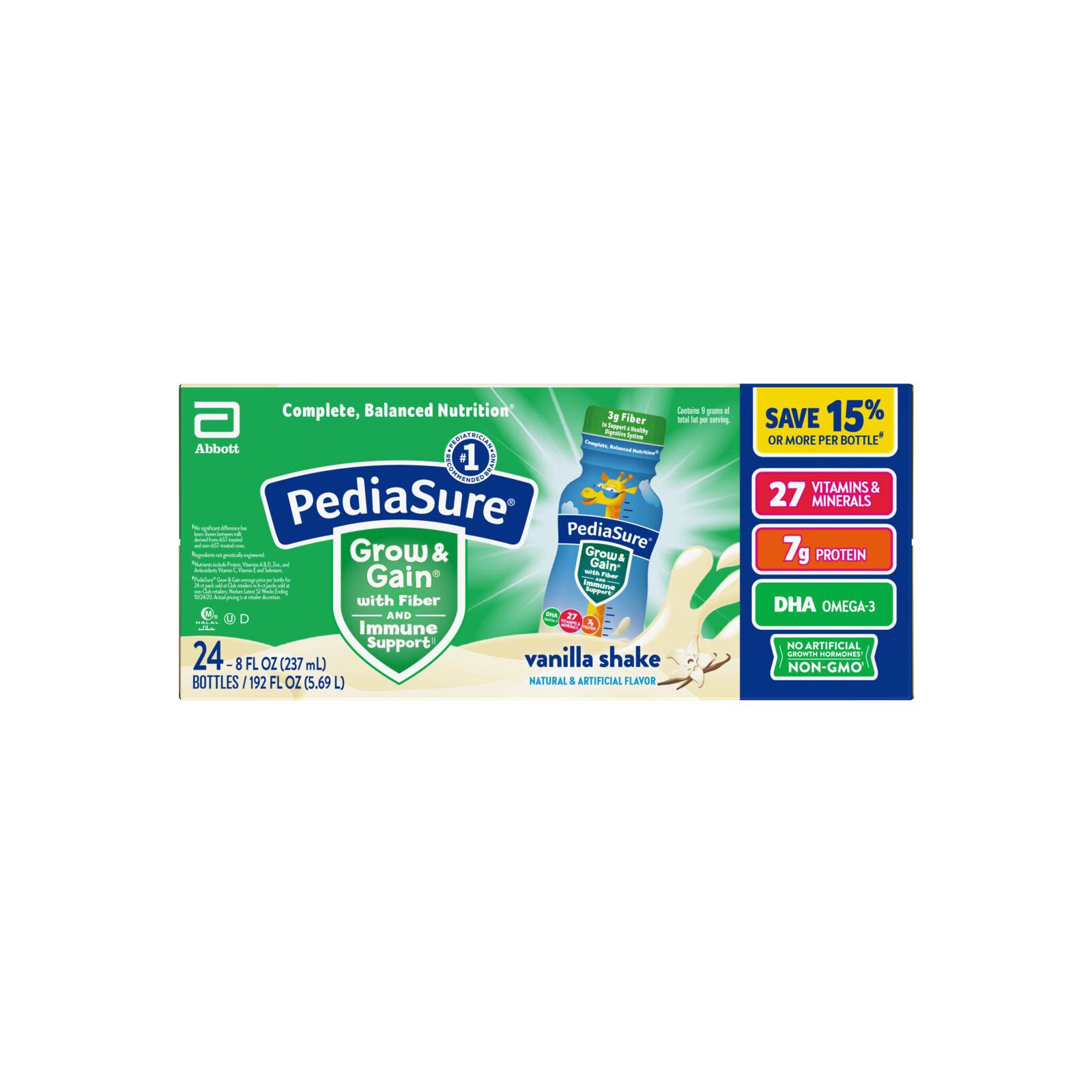 PediaSure Grow & Gain with Immune Support, Kids Protein Shake, 27 Vitamins  and Minerals, 7g Protein, Helps Kids Catch Up On Growth, Non-GMO