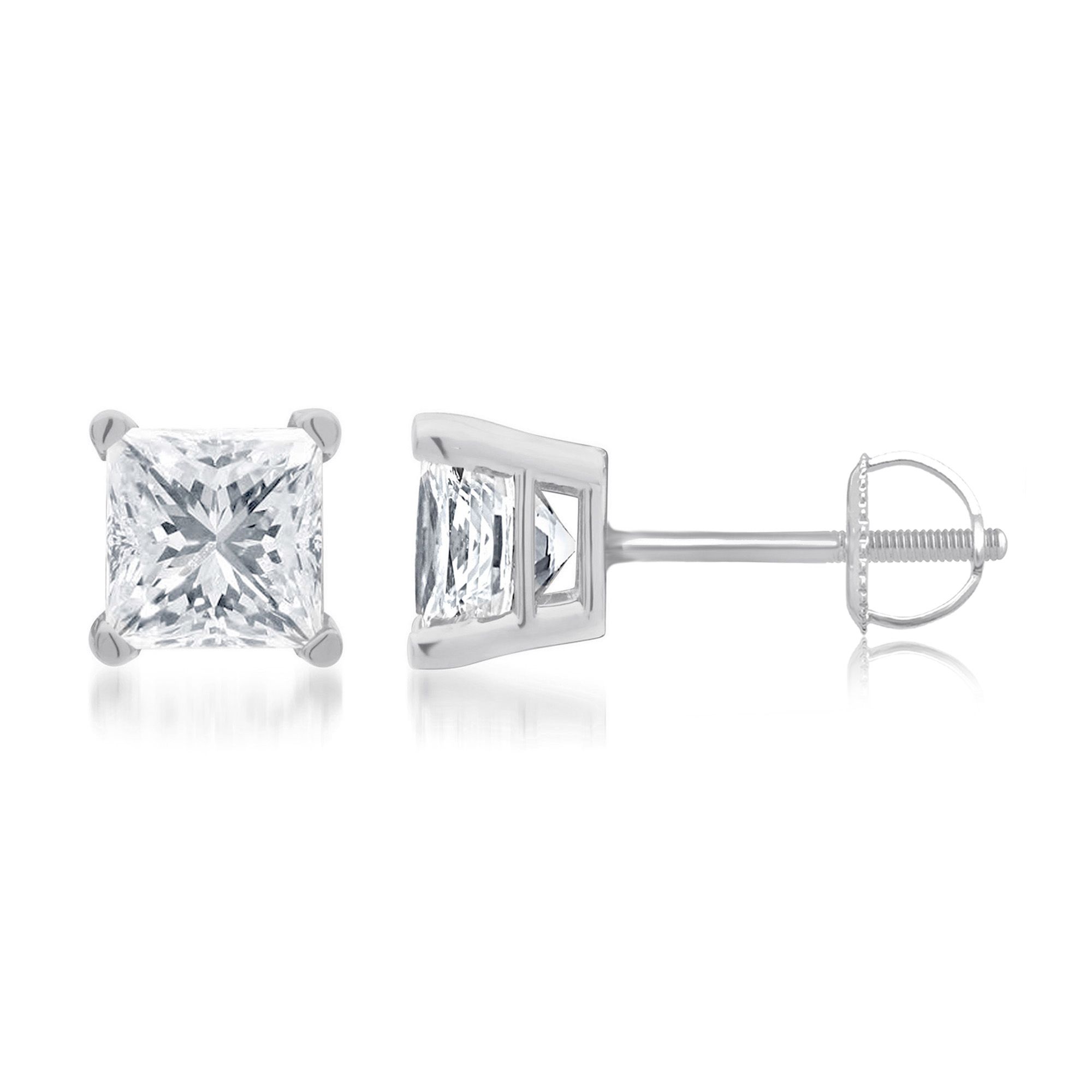 14k White Gold .75tdw Round Diamond Earrings