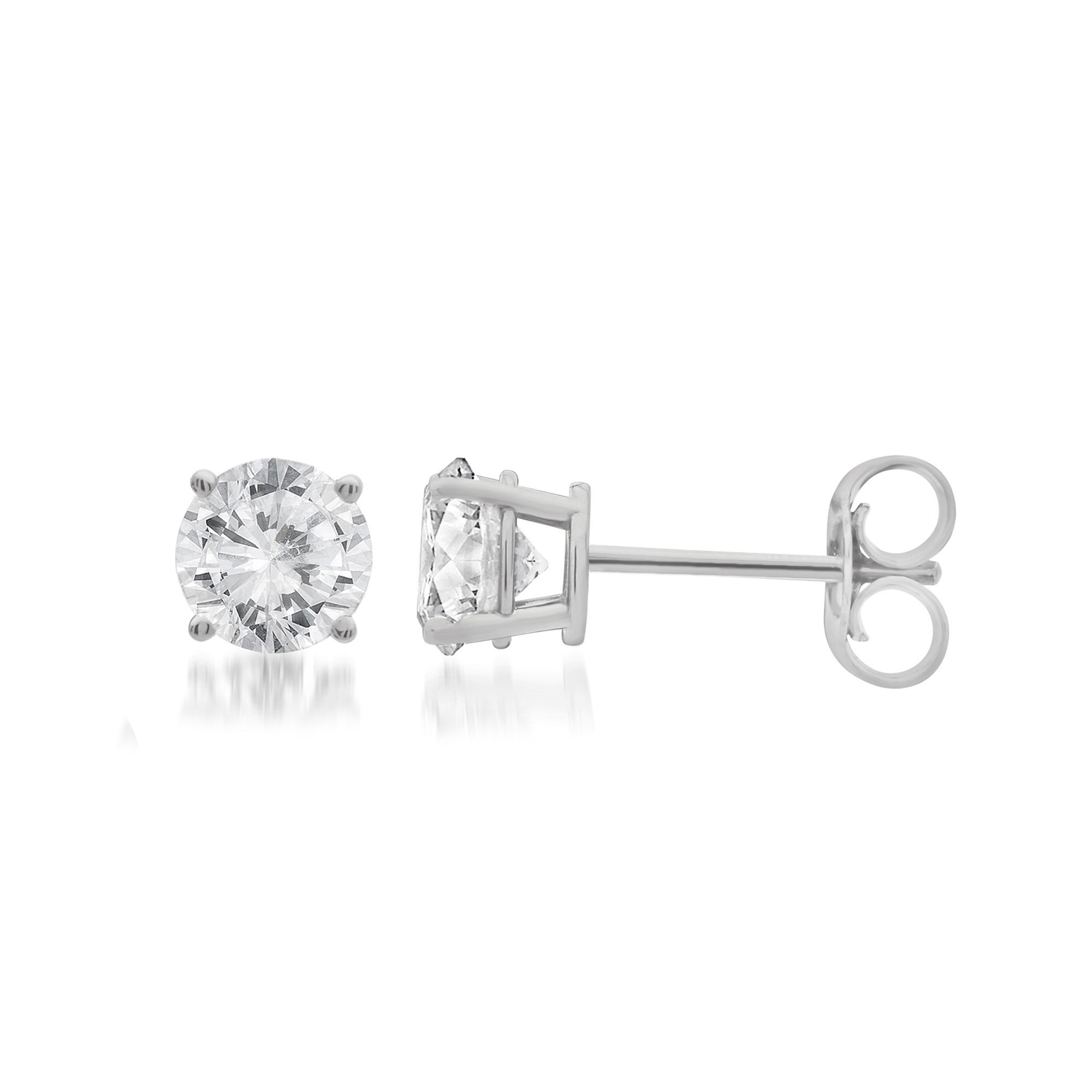 25 Ct T W Round Cut Diamond Stud Earrings In 14k White Gold