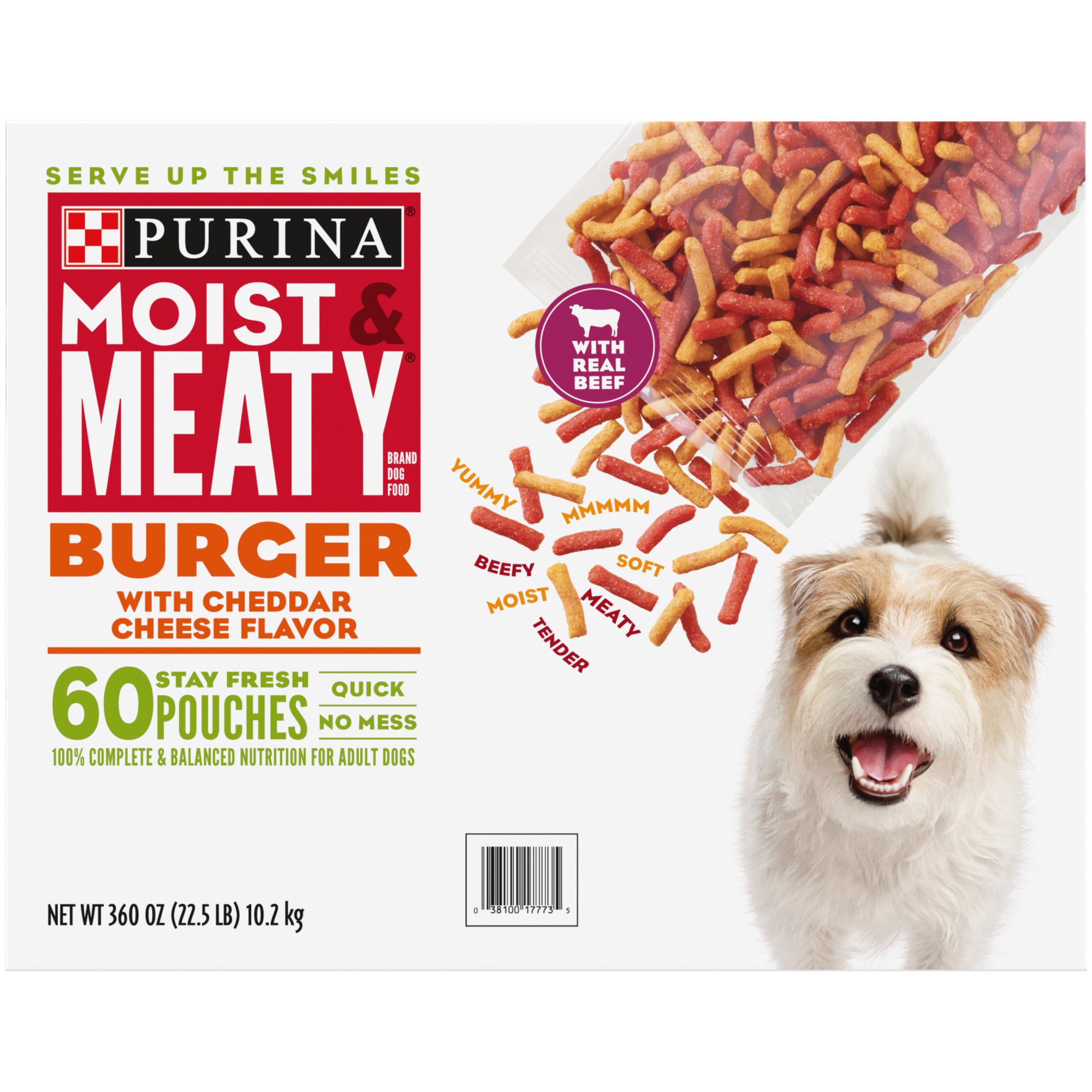 Purina Moist & Meaty Burger with Cheddar Cheese Flavor Dog Food, 60 ct./6 oz.