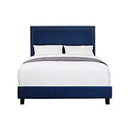 Picket House Furnishings Emery Upholstered Queen-Size Platform Bed - Blue