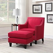 Picket House Furnishings Emery Chair and Ottoman Set - Berry