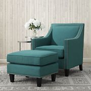 Picket House Furnishings Emery Chair and Ottoman Set - Teal