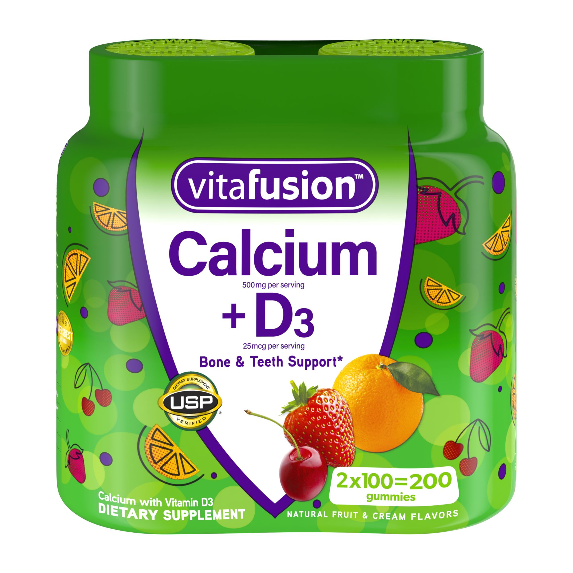 Vitafusion 500mg Calcium Gummy Vitamins For Adults 2 Pk100 Ct