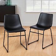 W. Trends 18&quot; Modern Industrial Faux Leather Dining Chair, Set of 2 - Black