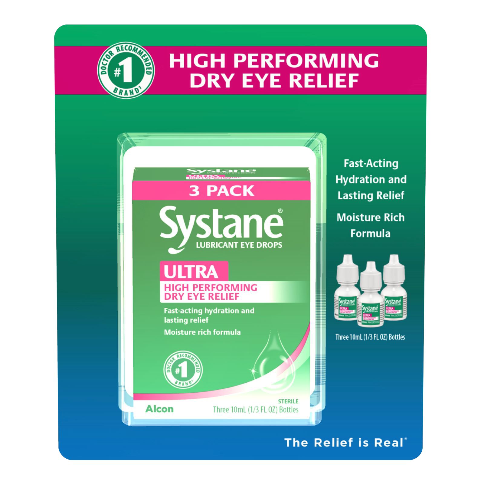 Systane Ultra Lubrication Eye Drops, 3 pk./10mL