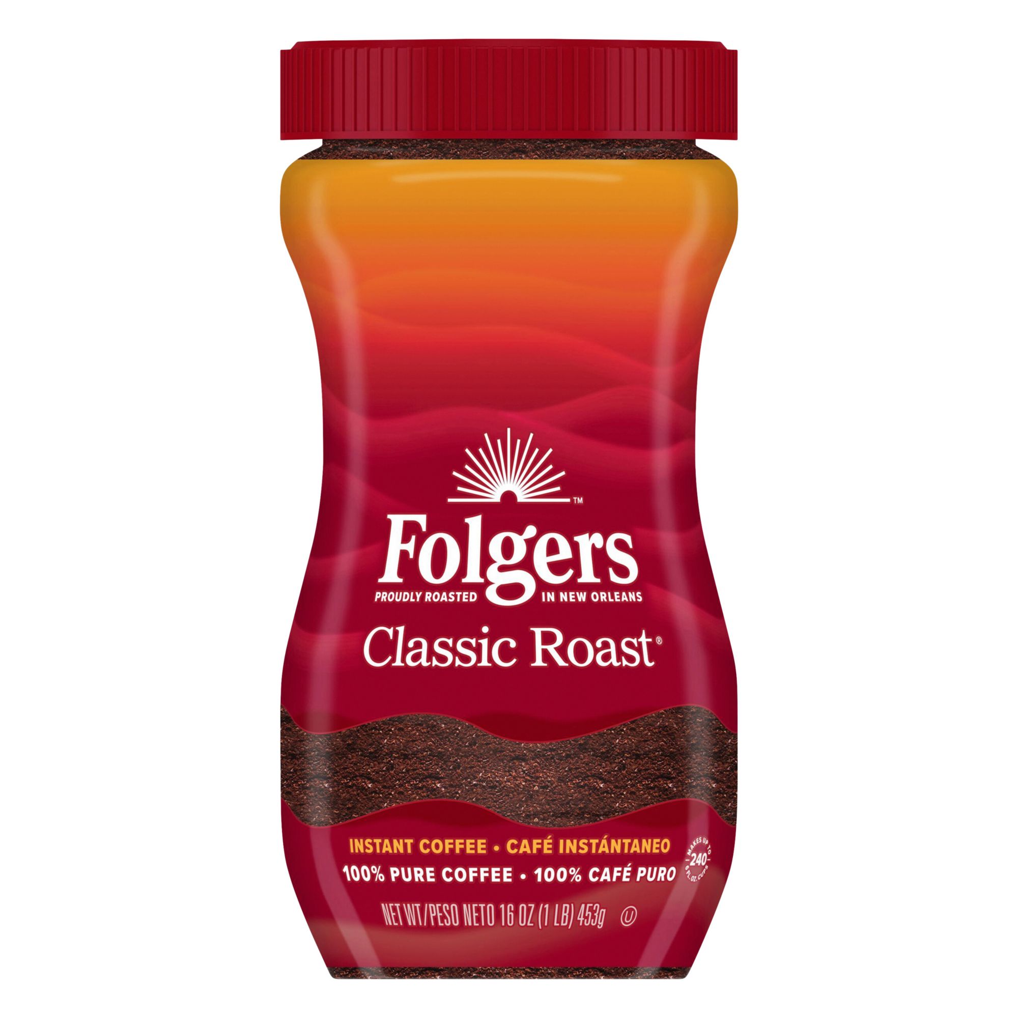 Folgers Classic Roast Ground Instant Coffee, 16 oz.