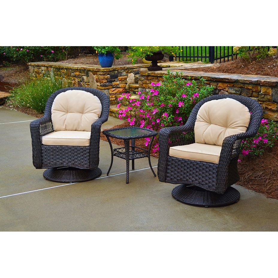 Tortuga Outdoor 3-Pc. Swivel Gliding Bistro Set - Brown