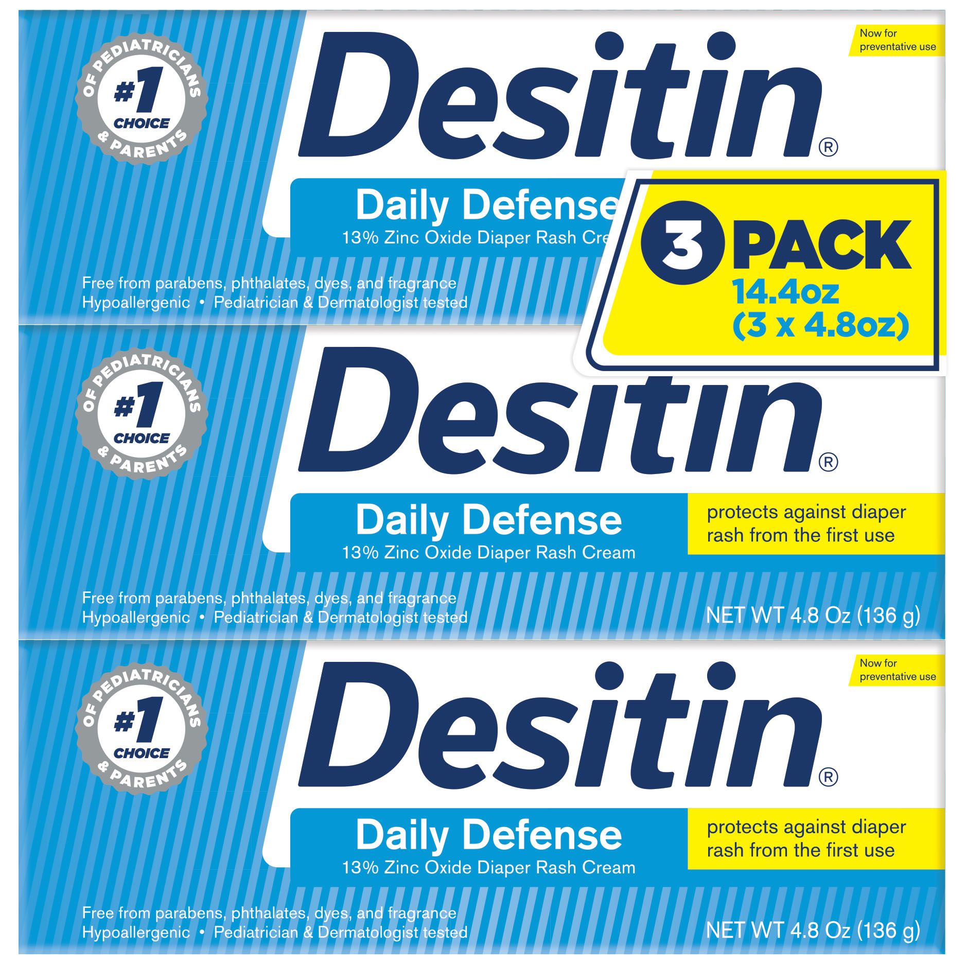 Desitin Rapid Relief Diaper Rash Remedy Cream 3 Pk48 Oz - 