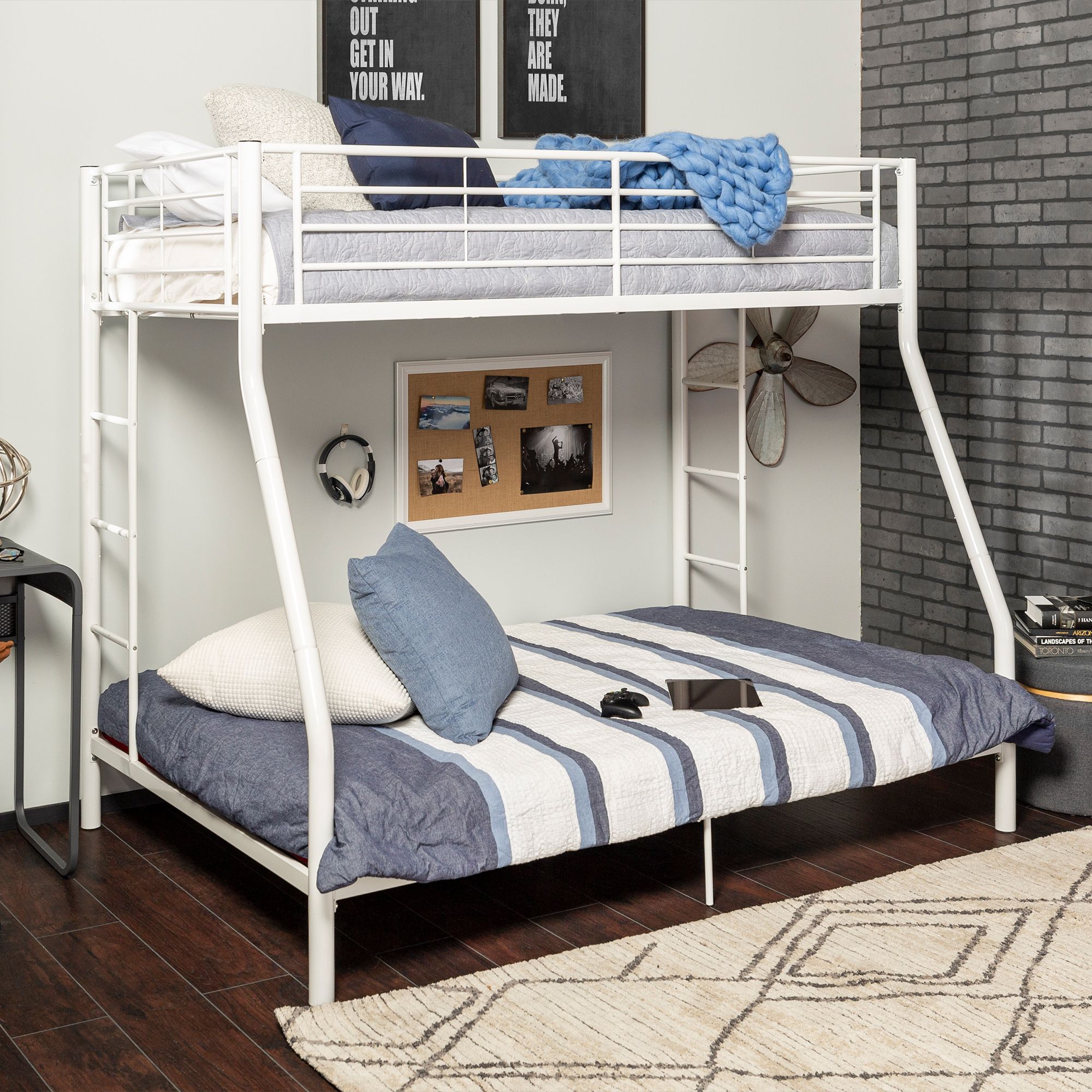 White metal bunk beds twin hot sale over twin