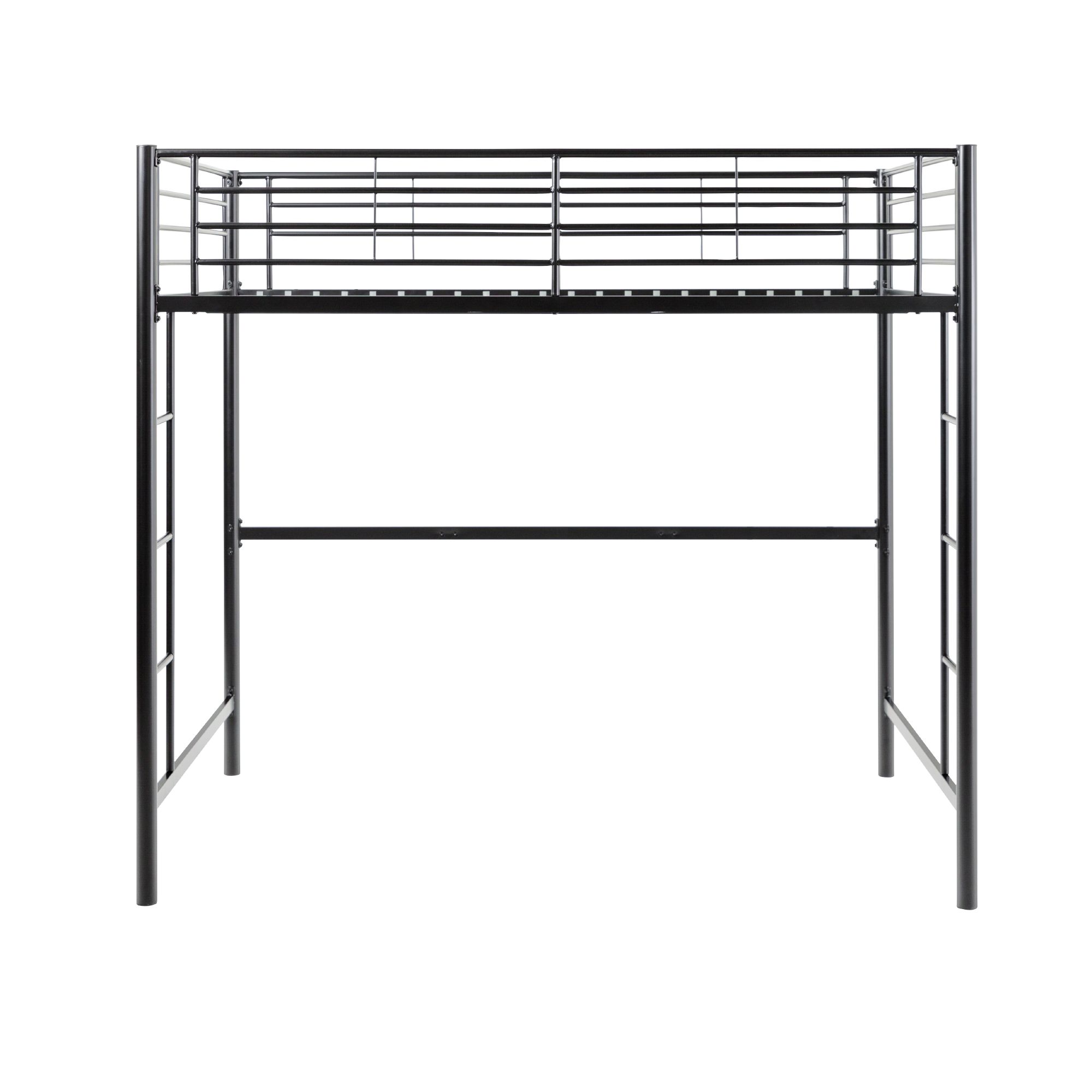 W. Trends Sunset Twin-Size Loft Metal Bunk Bed - Black