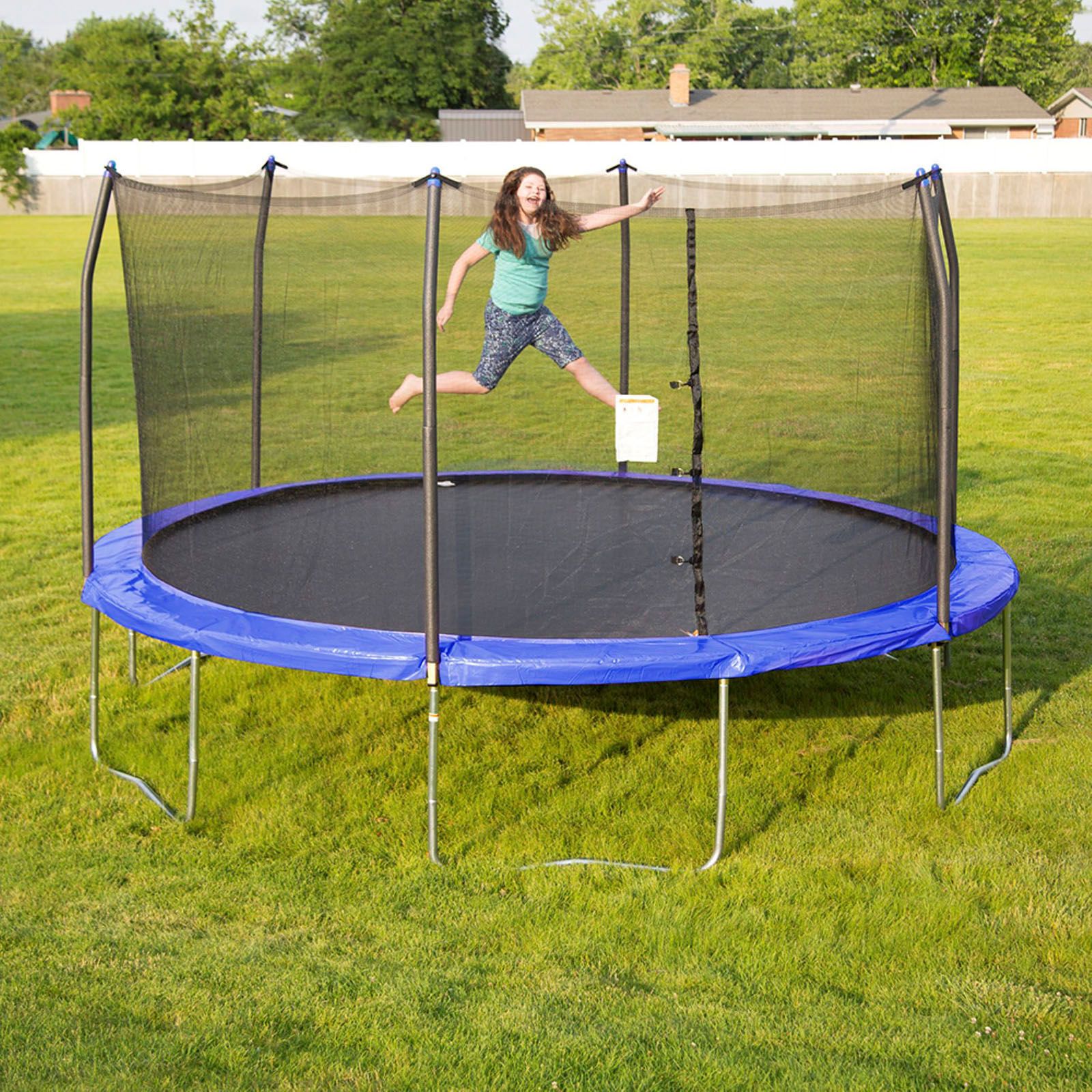 Skywalker Trampolines 15' Round Trampoline with Enclosure - Blue