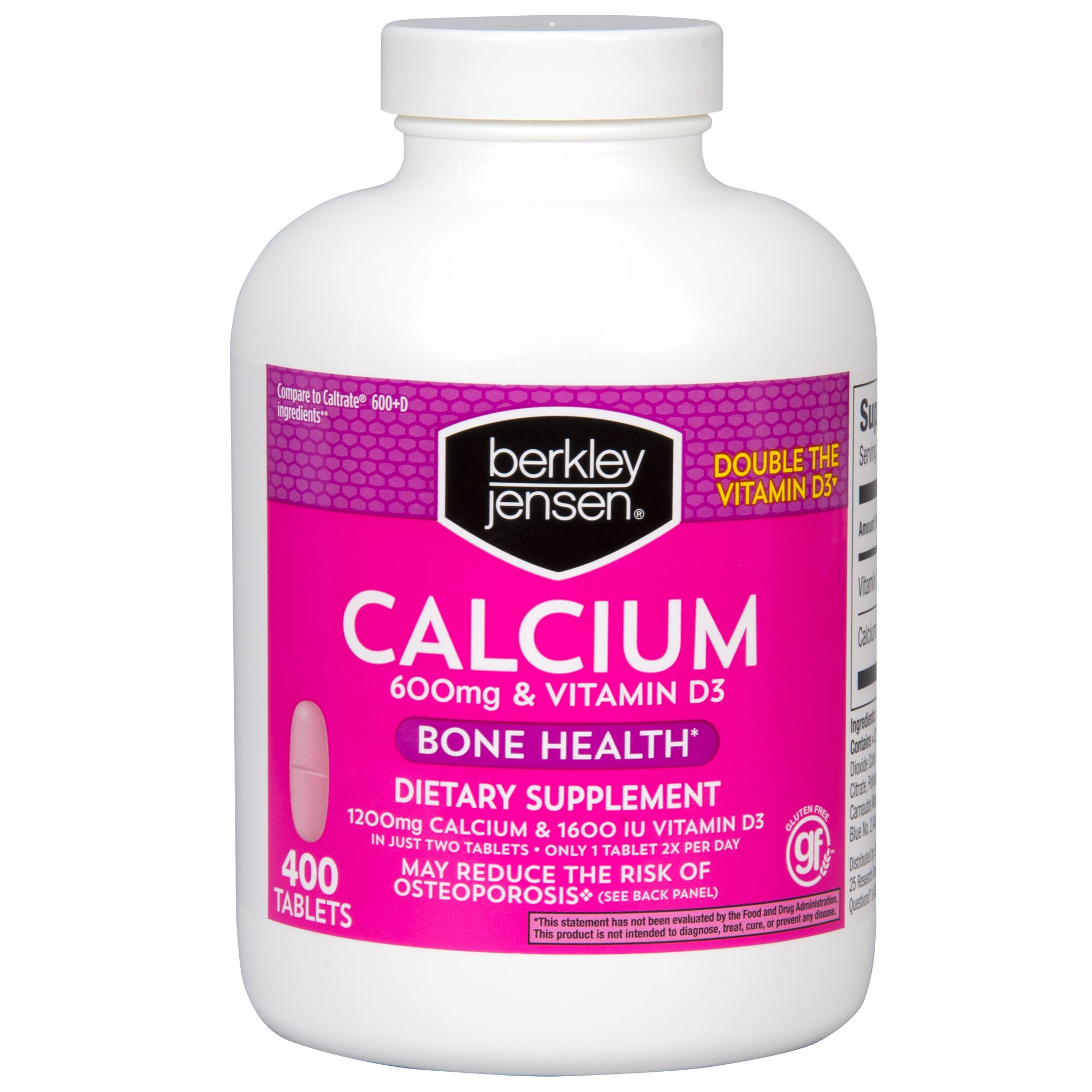 Berkley Jensen 600mg Calcium With 400 Iu Vitamin D3 Tablets 400 Ct