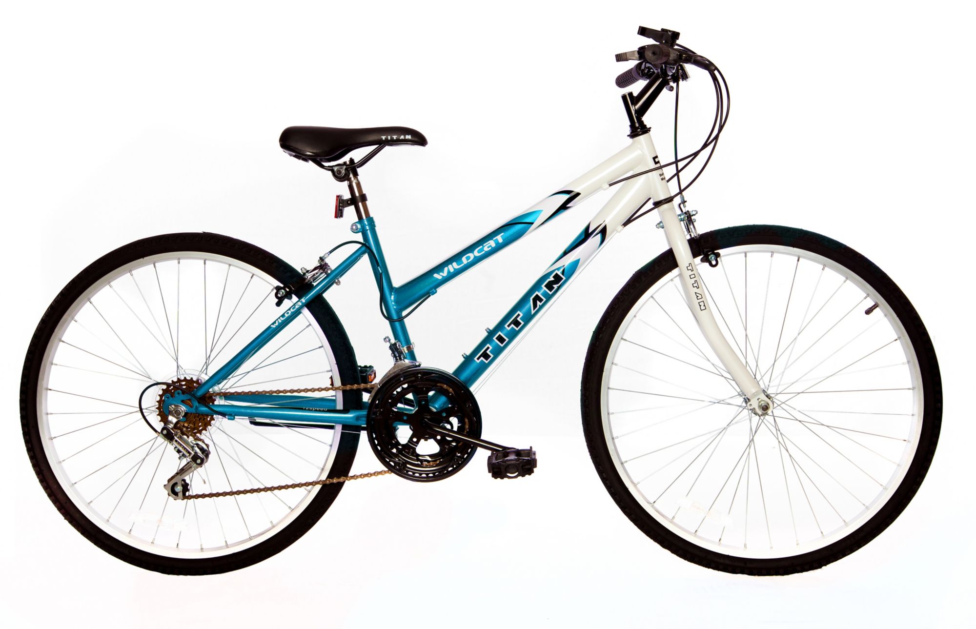 Titan Wildcat Hardtail Women's 26&quot; 18-Speed Mountain Bicycle - White/Teal