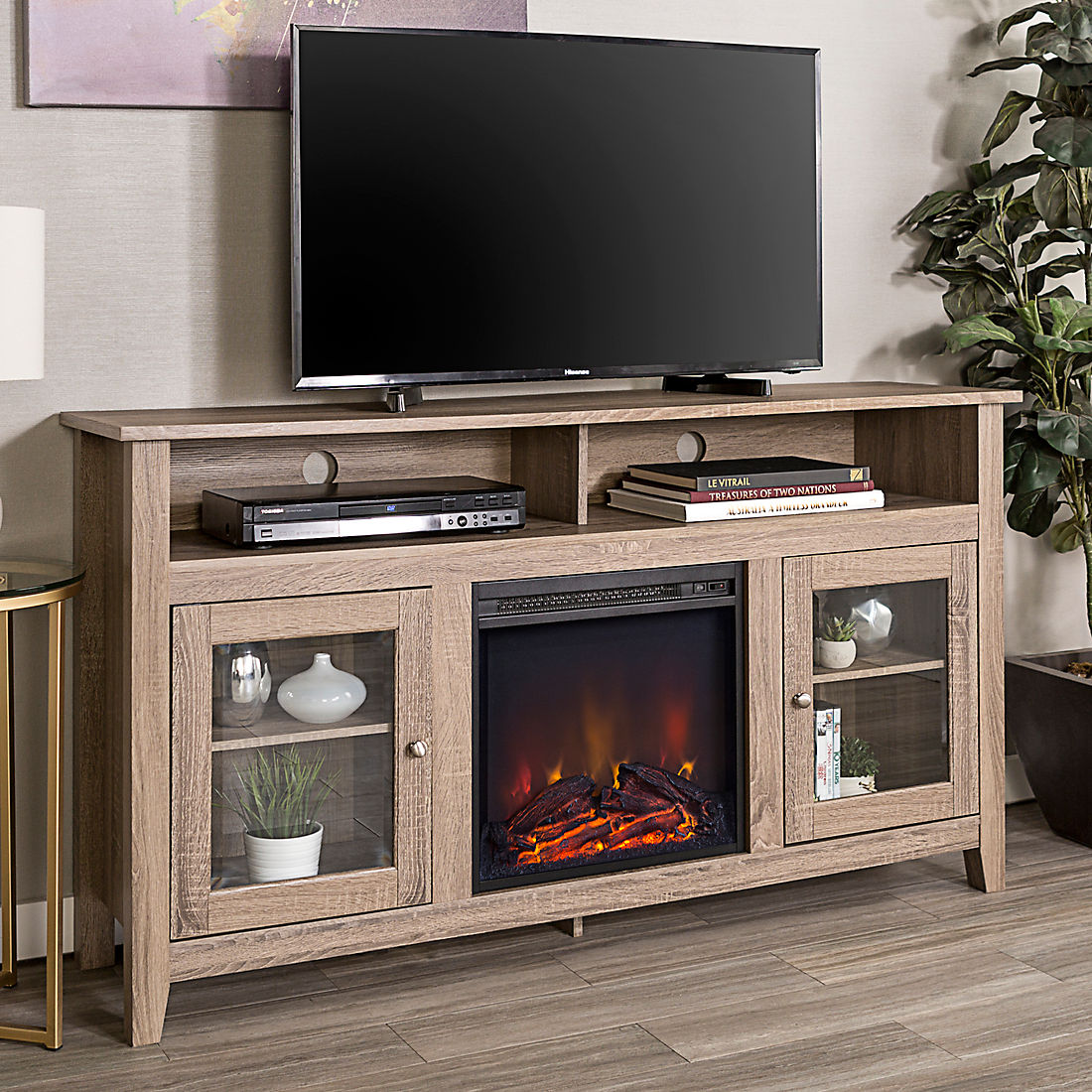lowes tv stand fireplace combo