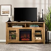 W. Trends 58&quot; Wood Highboy Fireplace Media TV Stand Console - Rustic Oak