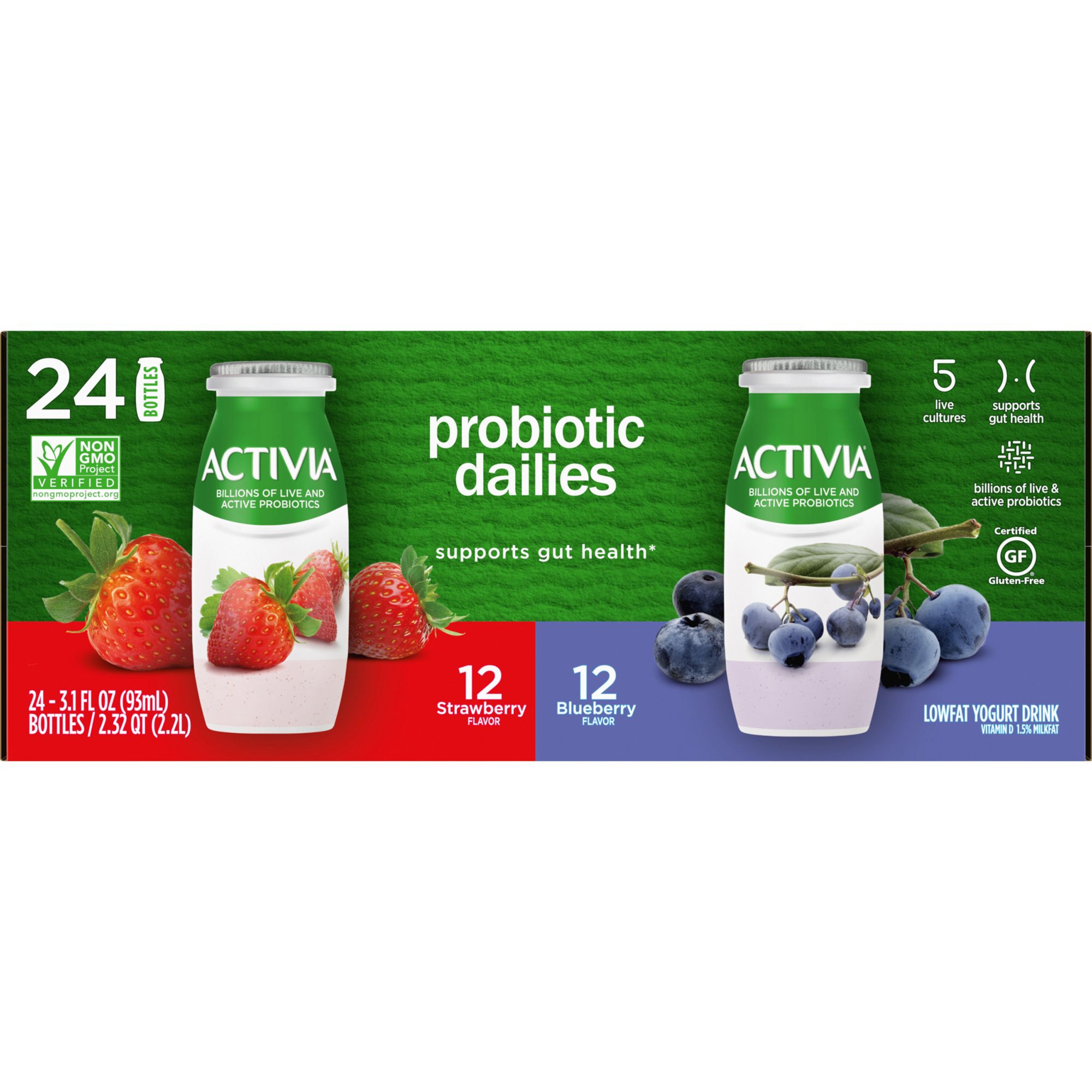 Dannon Activia Probiotic Dailies Low Fat Yogurt Drink Variety Pack 24 Pk 3 1 Fl Oz