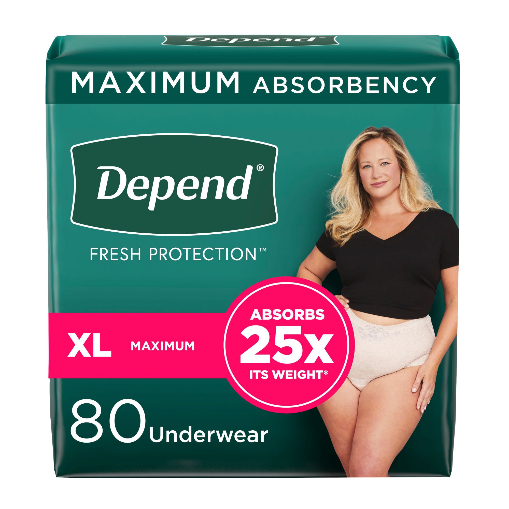 Depend Adult Incontinence Underwear for Women, Large, Blush, 84