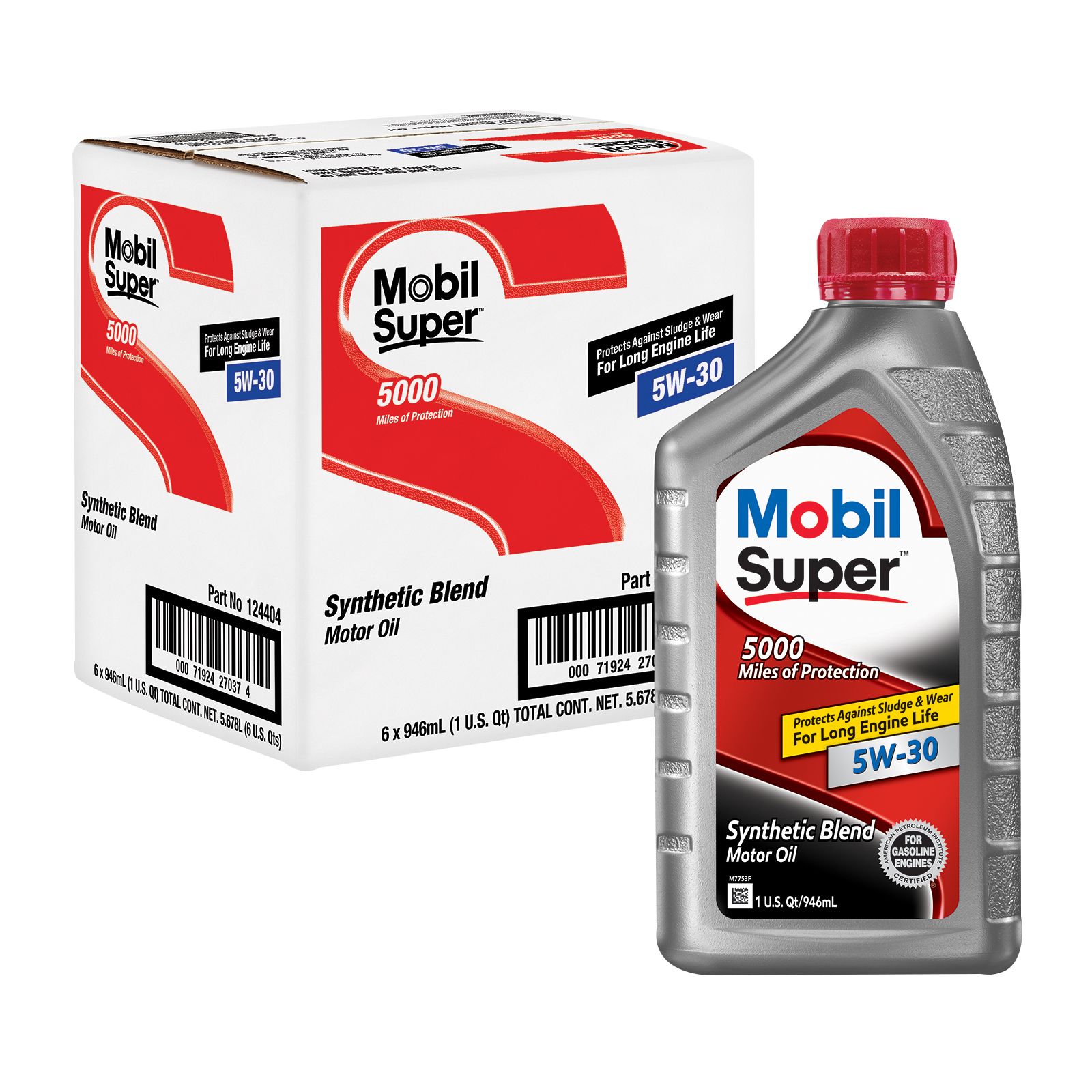 Mobil Super Synthetic Blend Motor Oil 5W-30, 6 pk./1 qt.