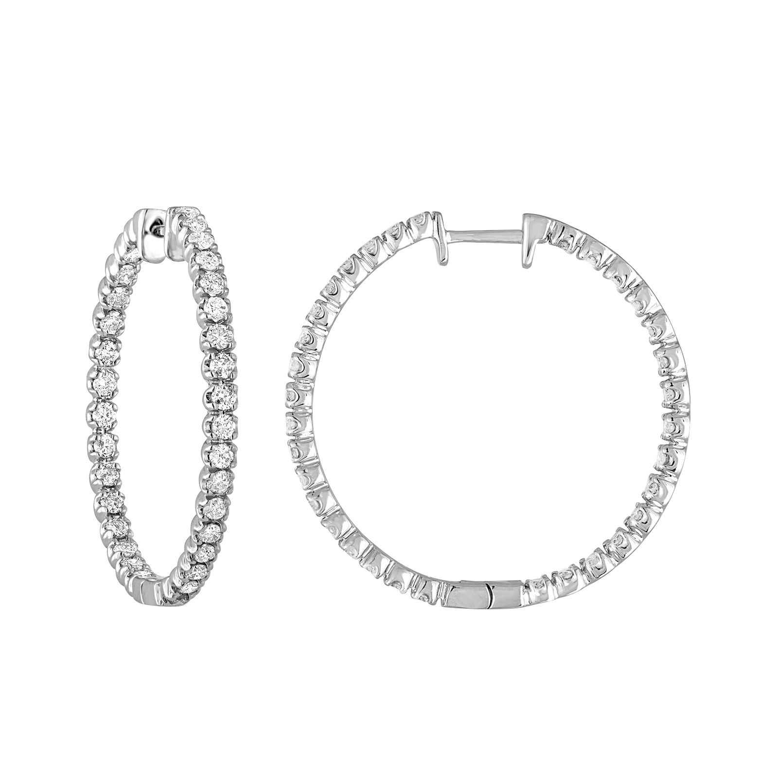 18k White Gold Small Inside Out Eternity Diamond Hoop Earrings