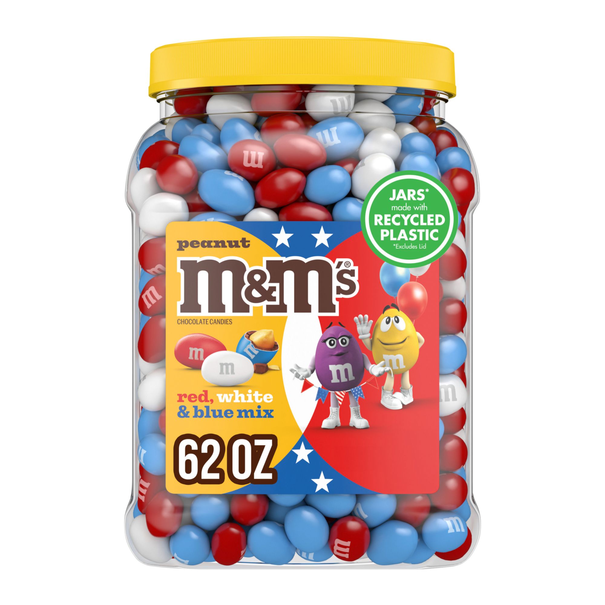 M&M's Red, White & Blue Patriotic Mix Peanut Chocolate Bulk Candy, 62 oz.