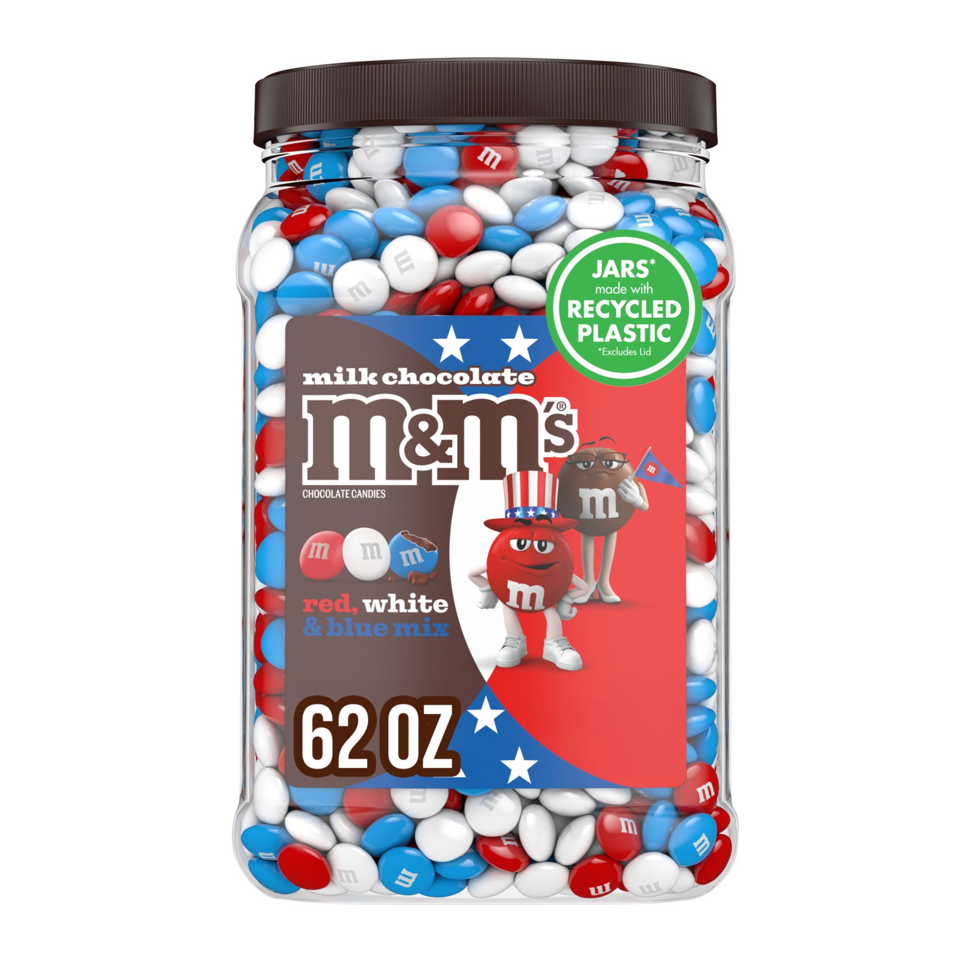 M&M's Chocolate Candies, Red, White & Blue Mix, Peanut - 62 oz