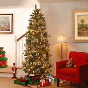 National Tree Company 7'6&quot; Pre-Lit and Decorated Artificial Wintry Pine Christmas Tree