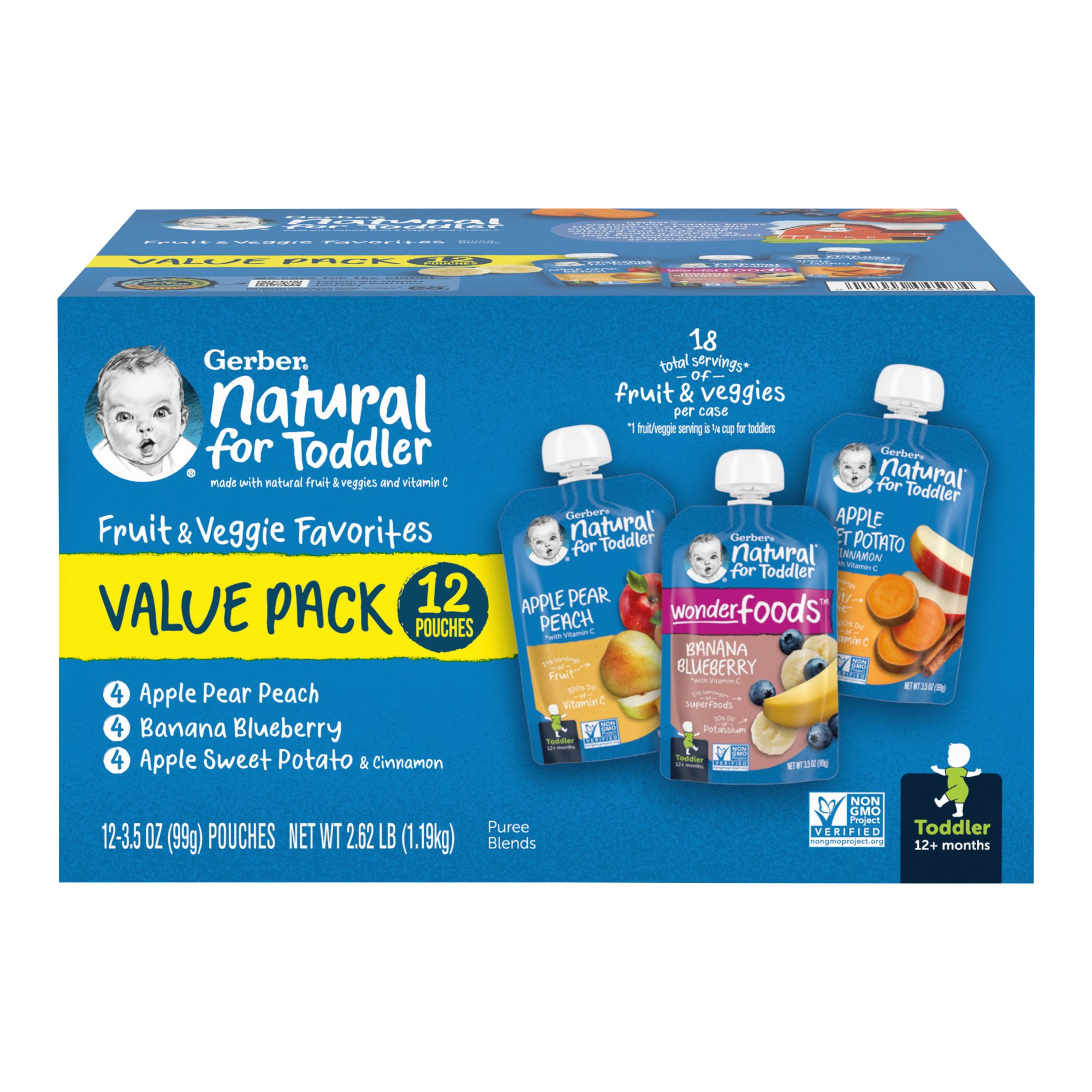 Gerber Organics Fruits and Veggies Value Pack, 12 Ct./3.5 Oz.