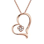 .05 ct. t.w. Diamond Heart Necklace in 14k Pink Gold