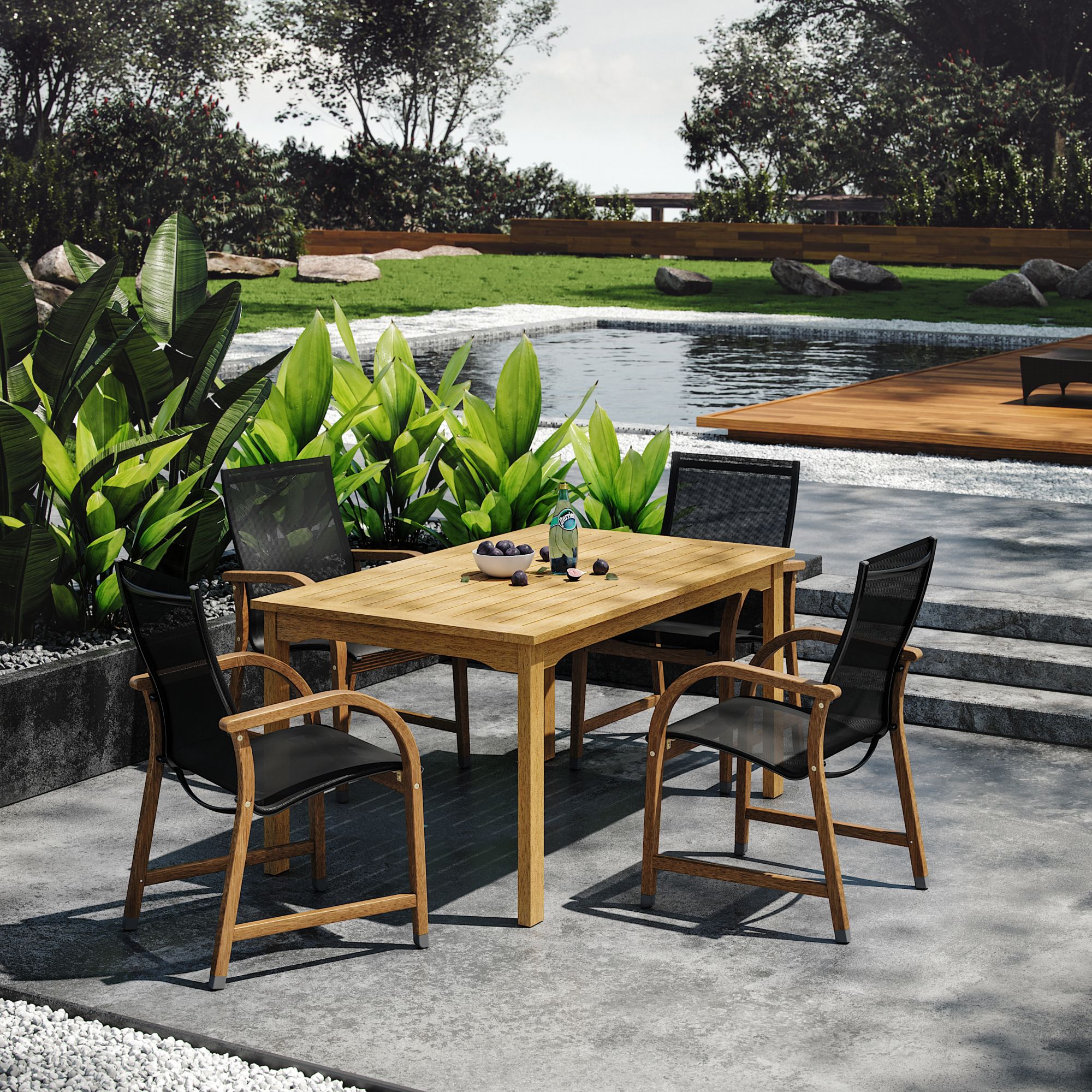 Amazonia Indiana 5-Pc. Rectangular Eucalyptus Outdoor Dining Set - Brown