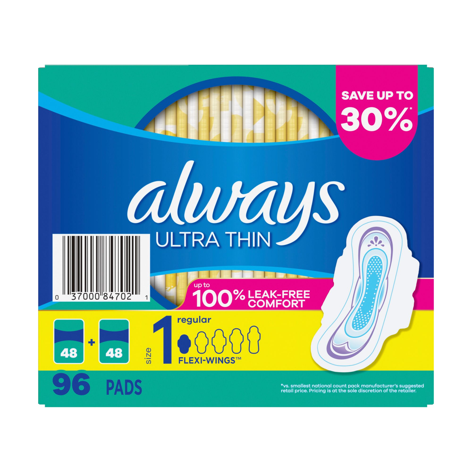 Always Extra-Heavy Overnight Maxi Pads with Flexi-Wings, 54 ct.