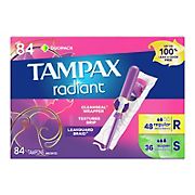 Tampax Radiant Plastic Tampons Regular/Super Multipack, 84 ct.