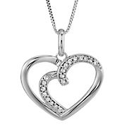 .08 ct. t.w. Diamond Heart Necklace in 14k White Gold