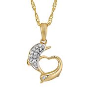 .10 ct. t.w. Diamond Dolphins Necklace in 14k Yellow Gold