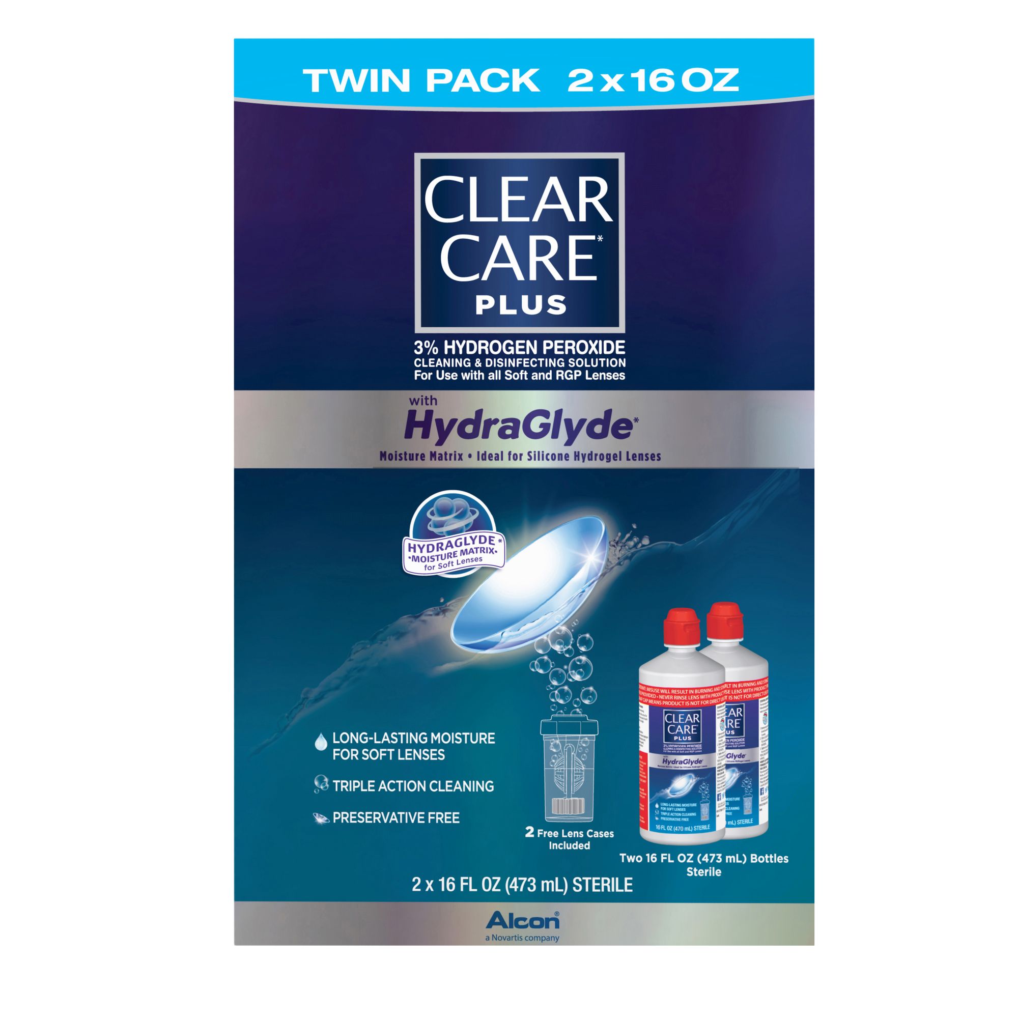 Clear Care Plus Contact Lens Solution, 2 pk./16 oz.