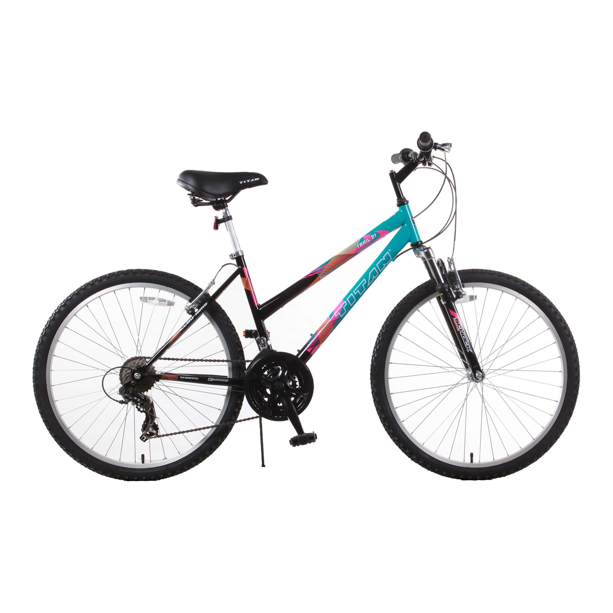 Titan Trail Women's 26&quot; 21-Speed Mountain Bike - Black and Teal