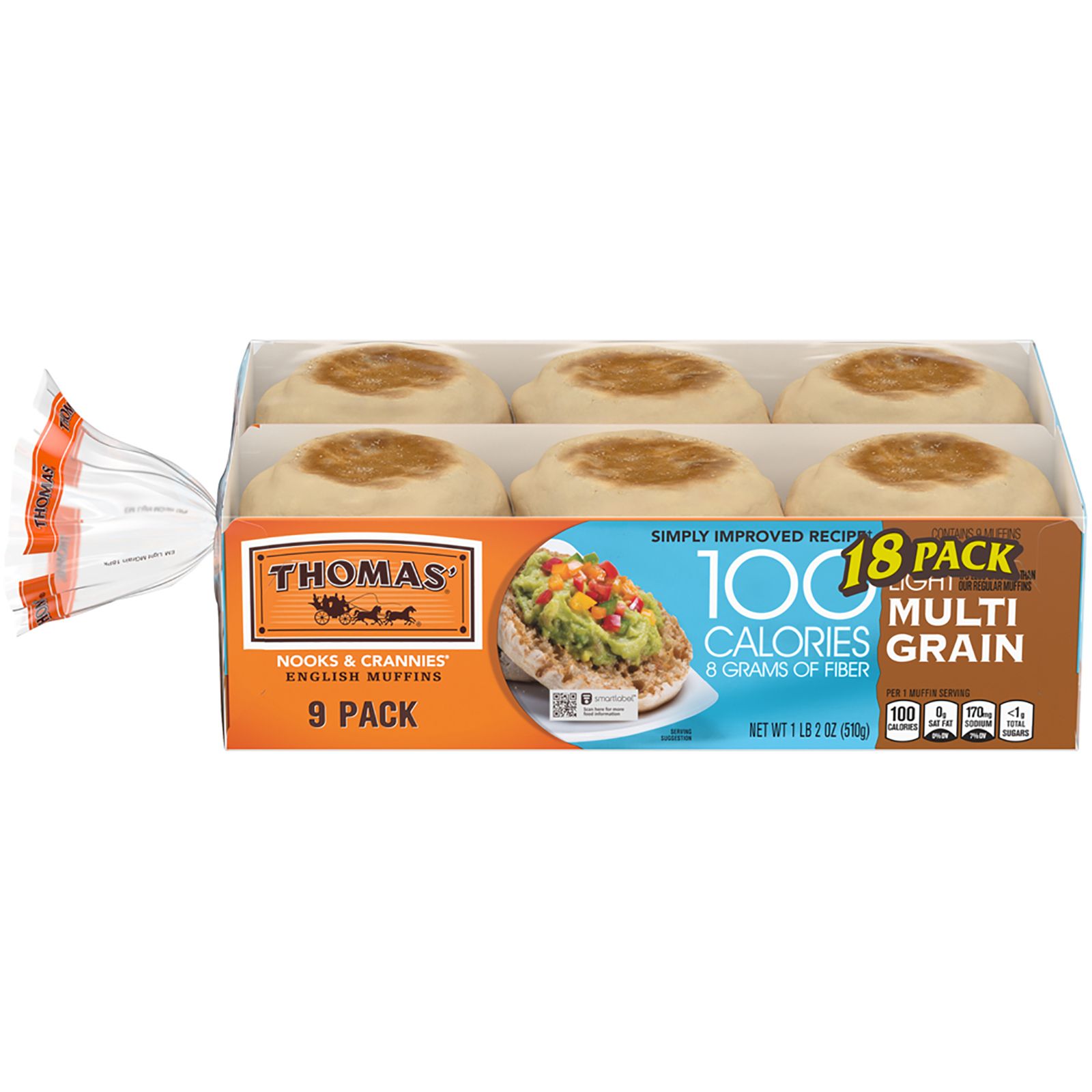 Thomas' Light Multi-Grain English Muffin, 2 pk./9 ct.