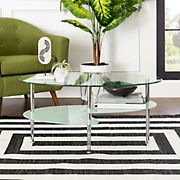 W. Trends Multi Lower Level Glass Wave Coffee Table - Chrome