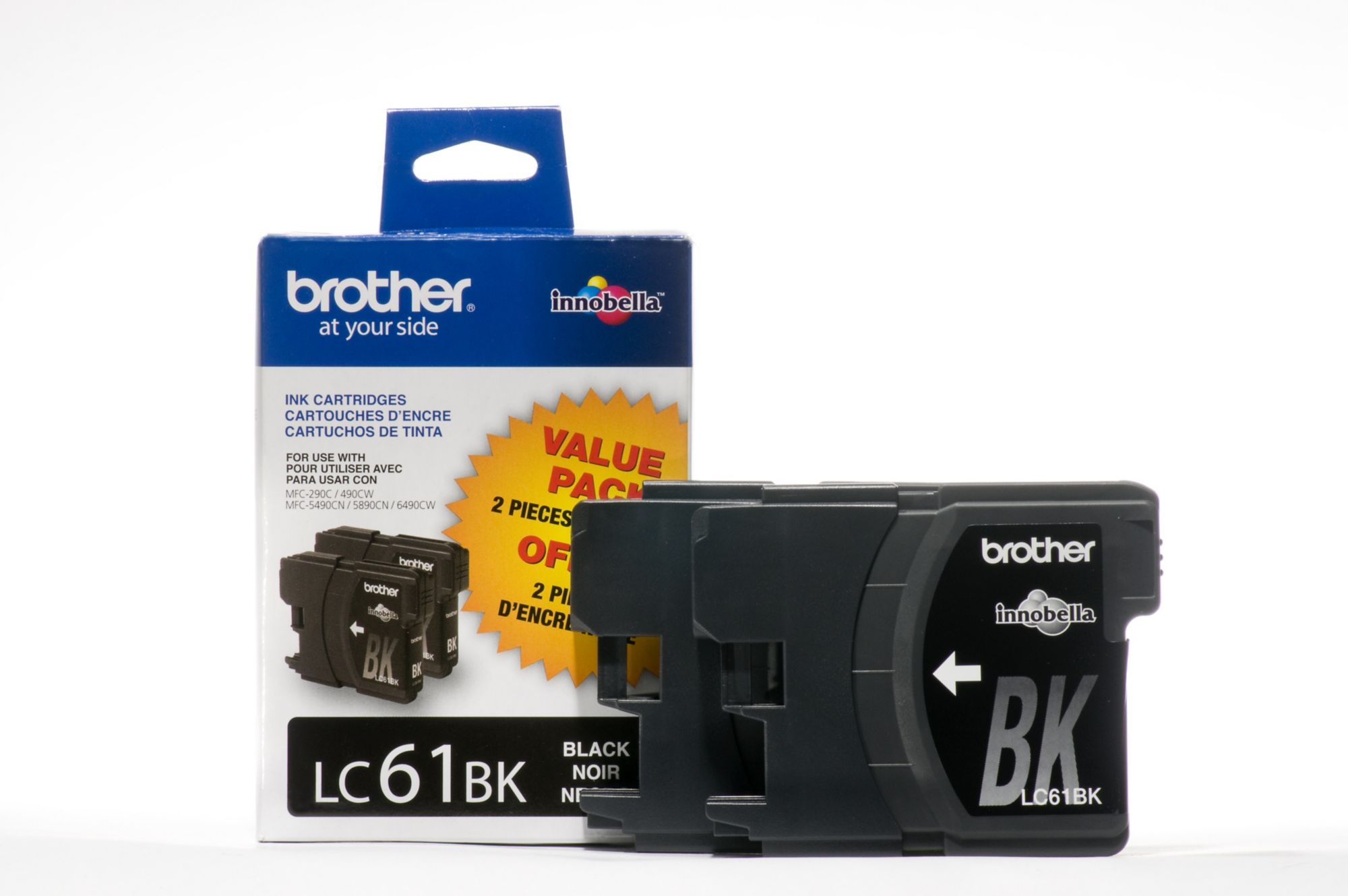Brother LC61 Black Ink Cartridges, 2 Pack
