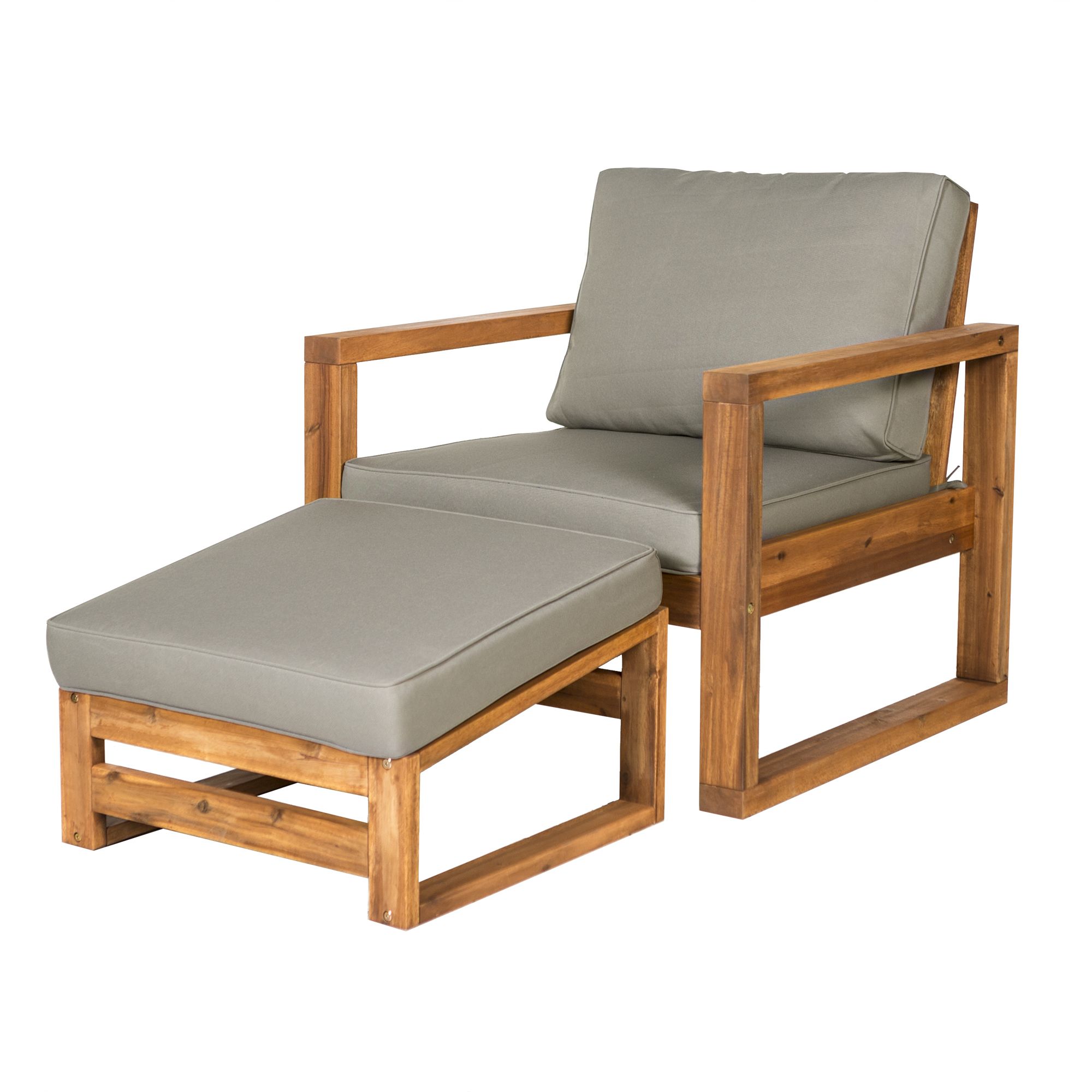 W. Trends Outdoor Arbor Acacia Wood Chair Ottoman