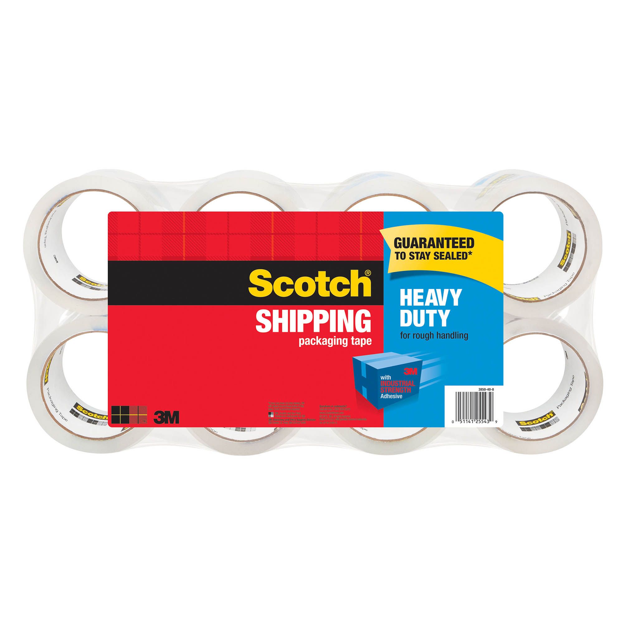 Scotch Heavy-Duty Shipping Packaging Tape, 1 8/9&quot; x 1,573 1/5&quot;, 8 pk. - Clear