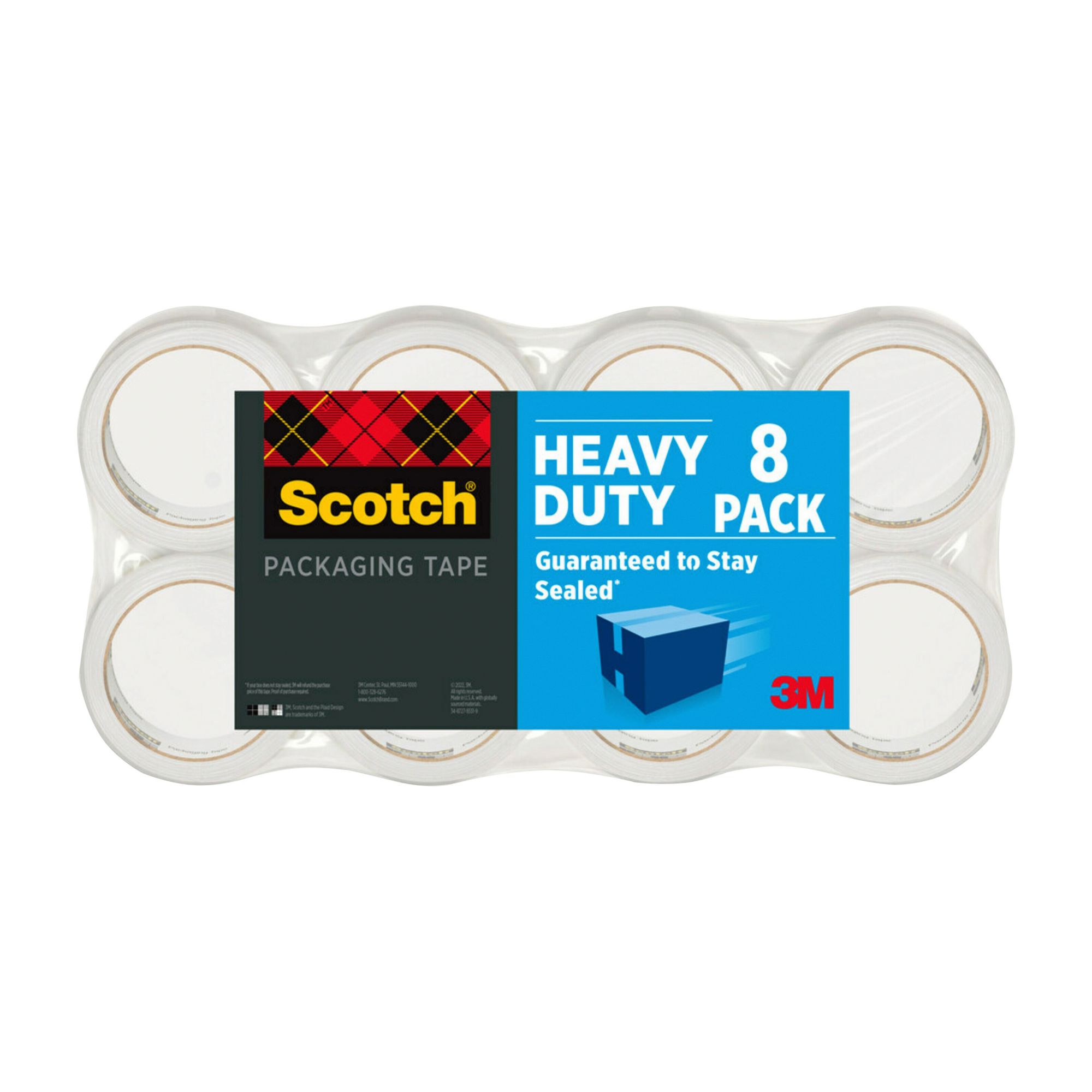 Scotch Heavy-Duty Shipping Packaging Tape, 1 8/9&quot; x 1,573 1/5&quot;, 8 pk. - Clear