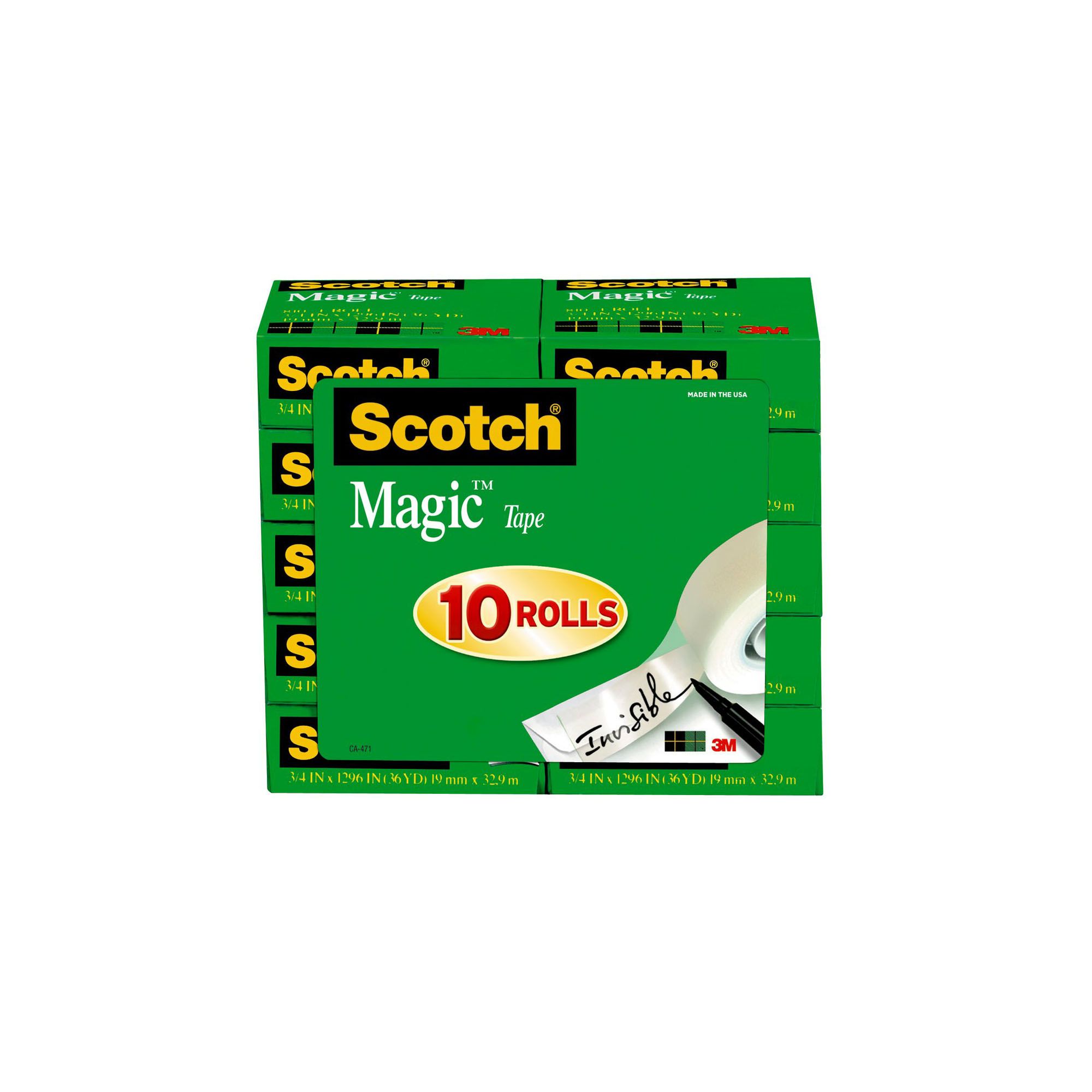 Scotch Magic Tape with 3/4&quot; Core, 3/4&quot; x 1,296&quot;, 10 pk. - Transparent