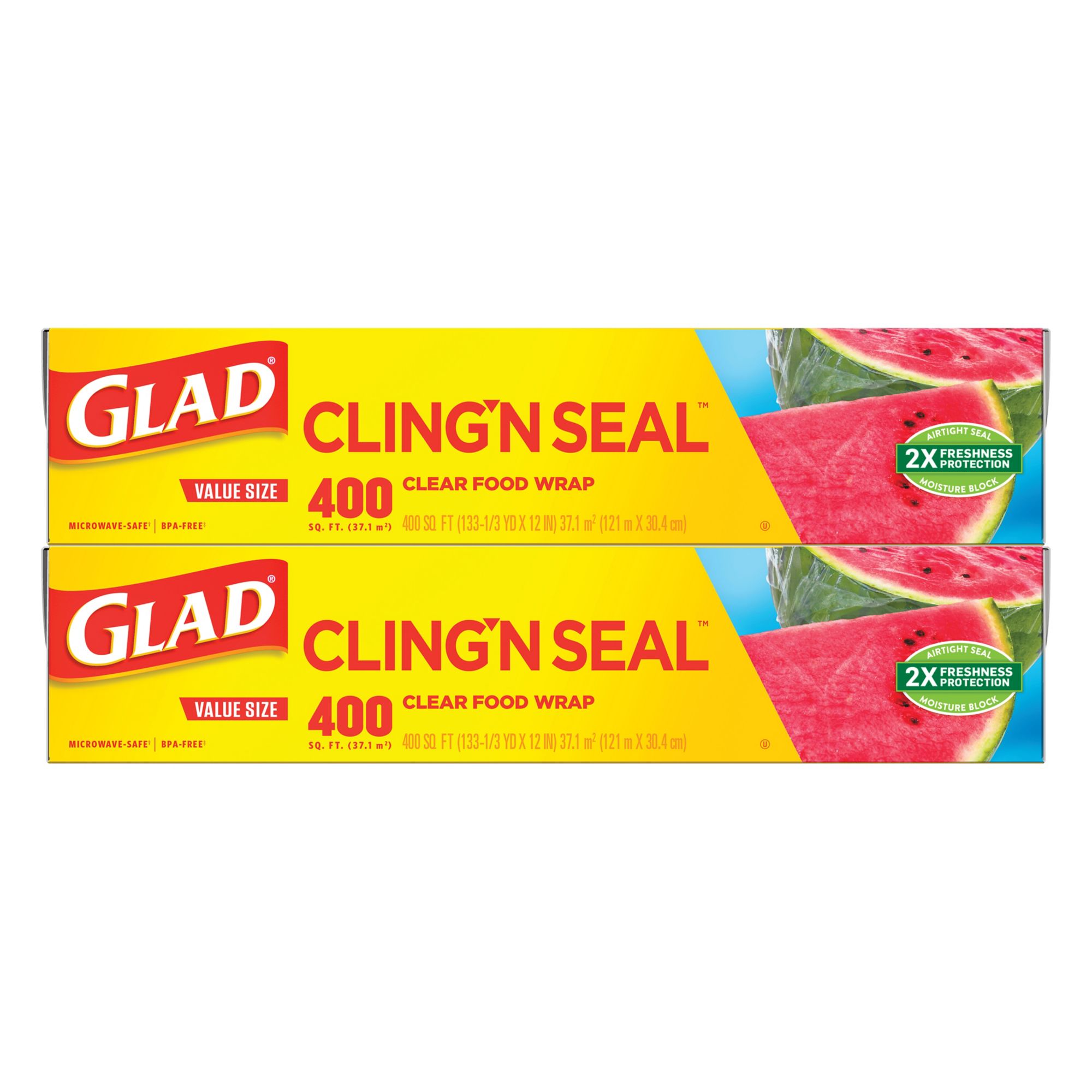 Glad Cling Plastic Wrap, 2 pk./400 sq. ft. - Clear