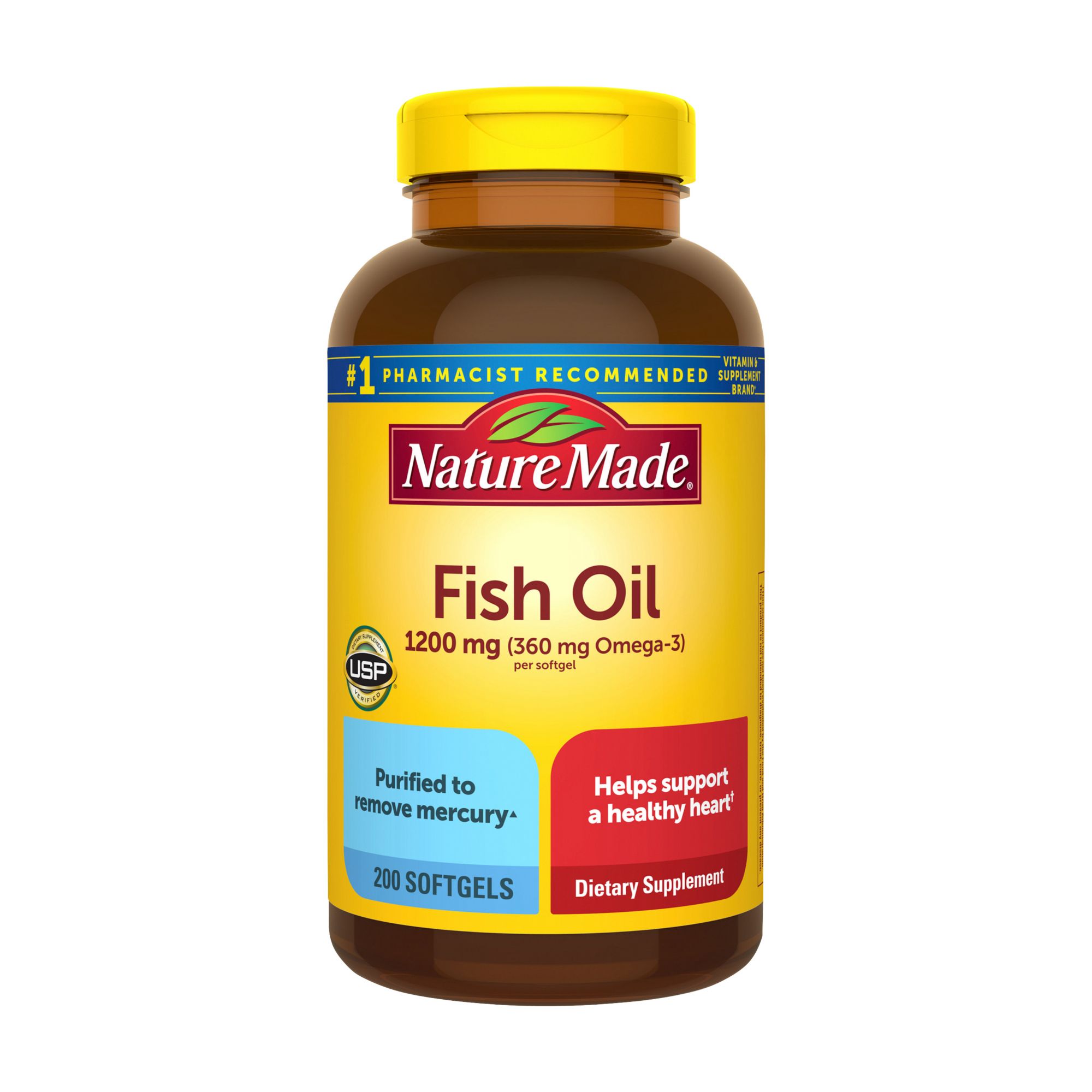  Nature's Bounty Fish Oil, Supports Heart Health, 1200 Mg, Rapid  Release Softgels, 200 Ct : Health & Household