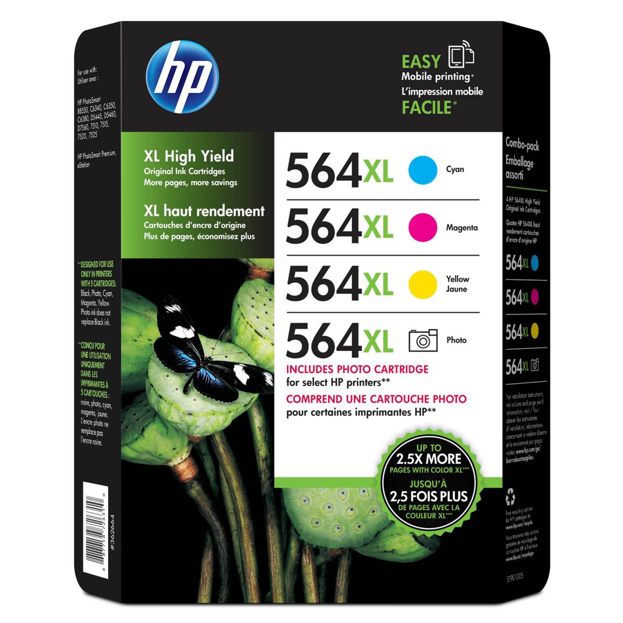 HP Inc. 564XL Color/Photo Ink Cartridges, 4 pk.