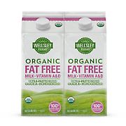 Wellsley Farms Organic Fat-Free Milk, 2 pk./64 oz.