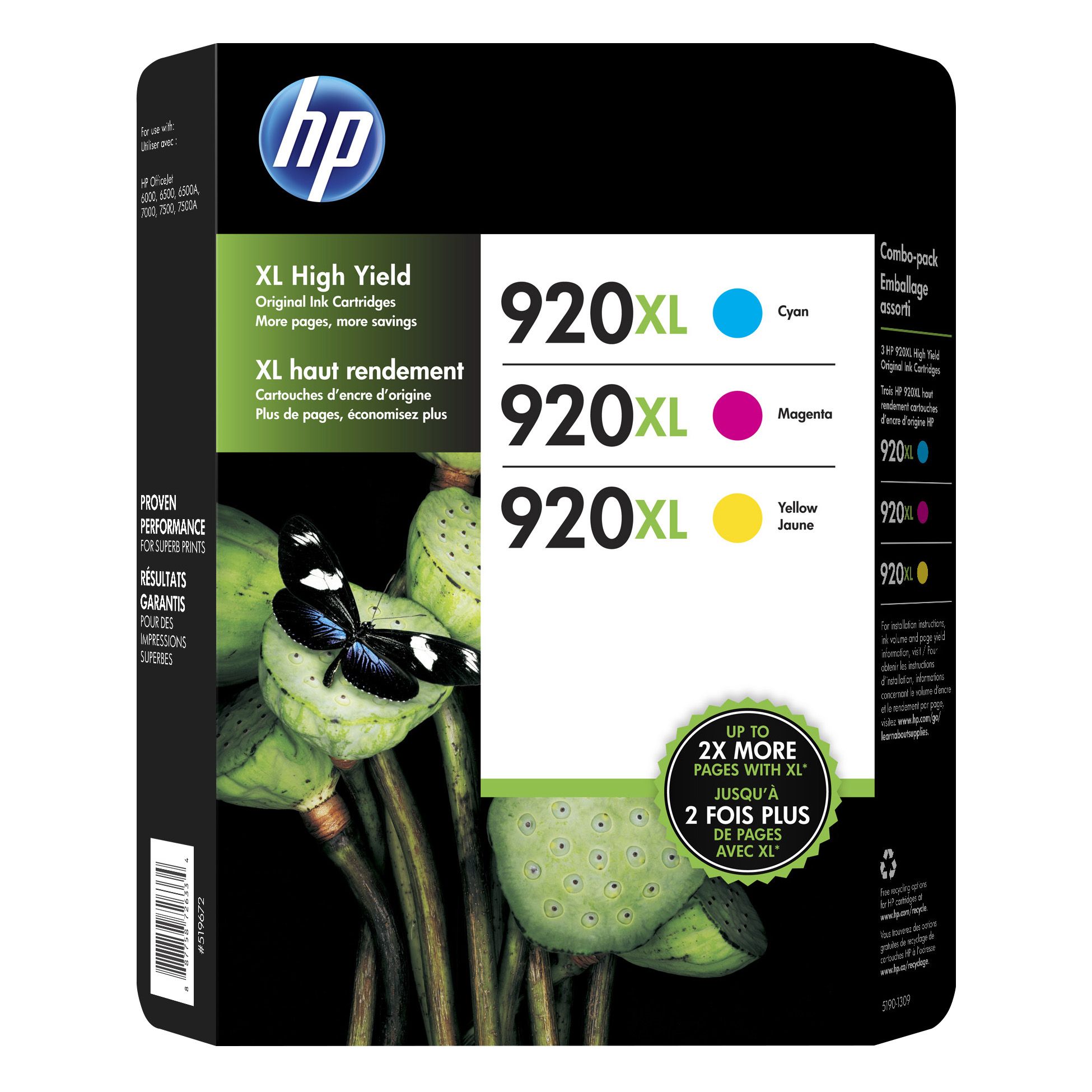 HP Inc. 920XL Color Ink Cartridges, 3 pk.