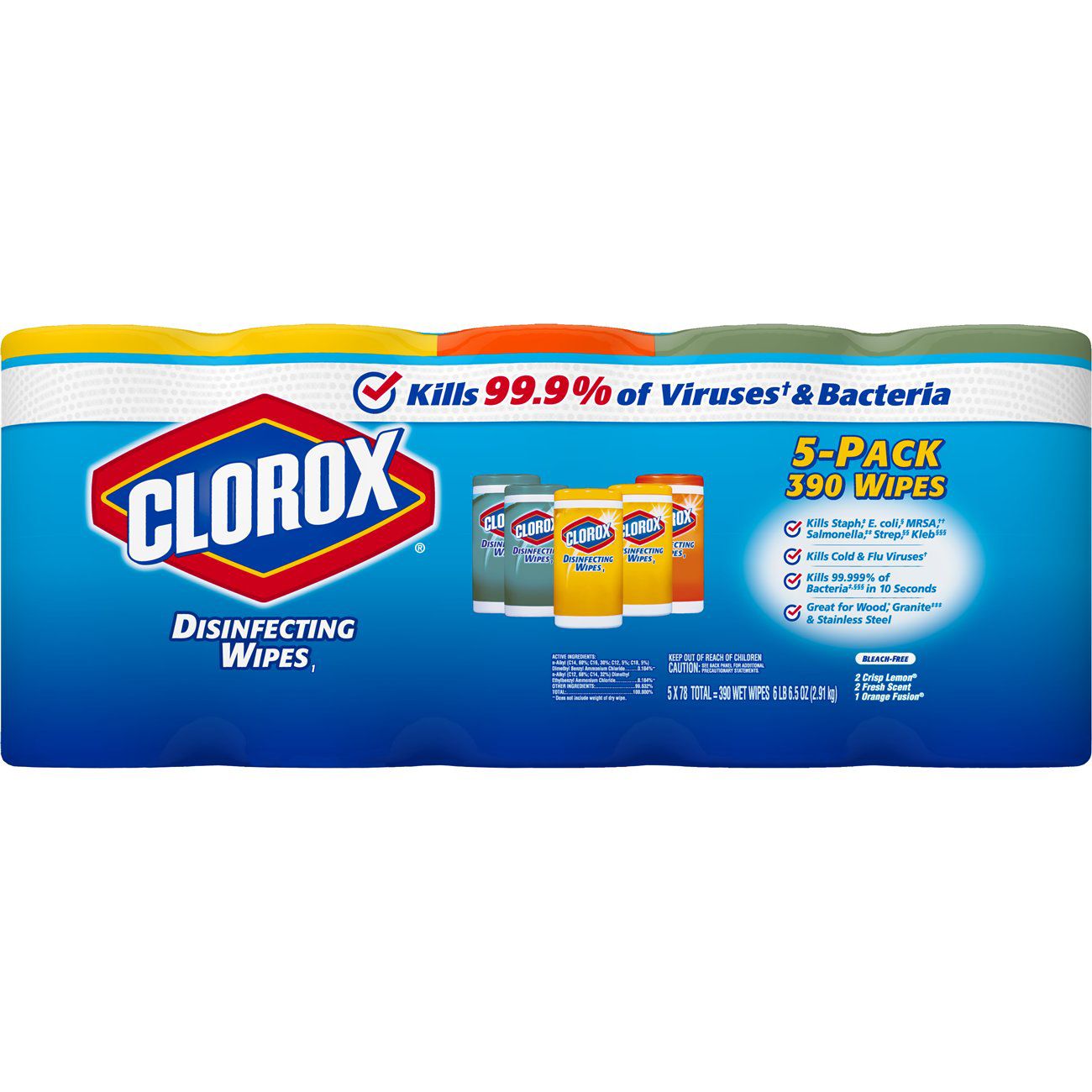 Clorox Disinfecting Wipes, Cleaning Wipes, Crisp Lemon, 75 Count, Pack of 6  (Package may vary) (Package
