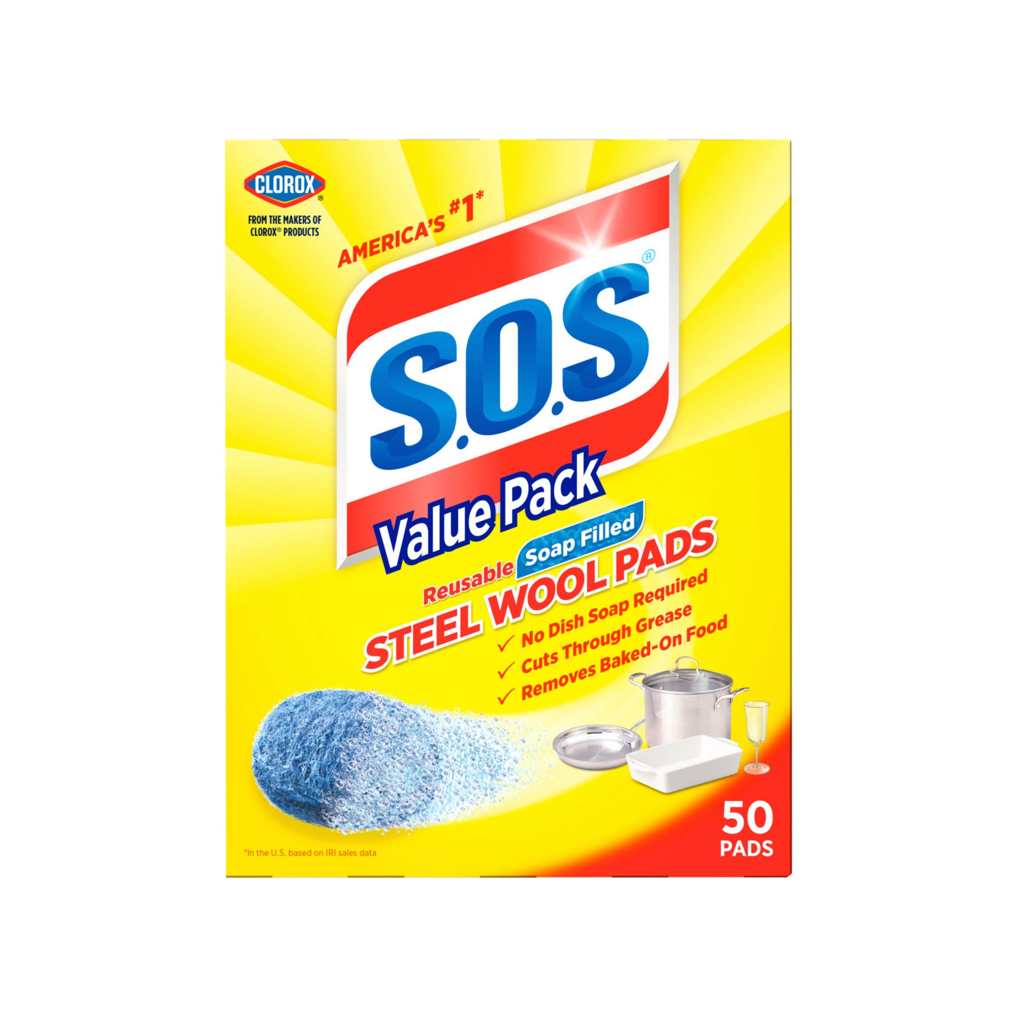 S.O.S. Steel Wool Soap Pads, 50 Ct